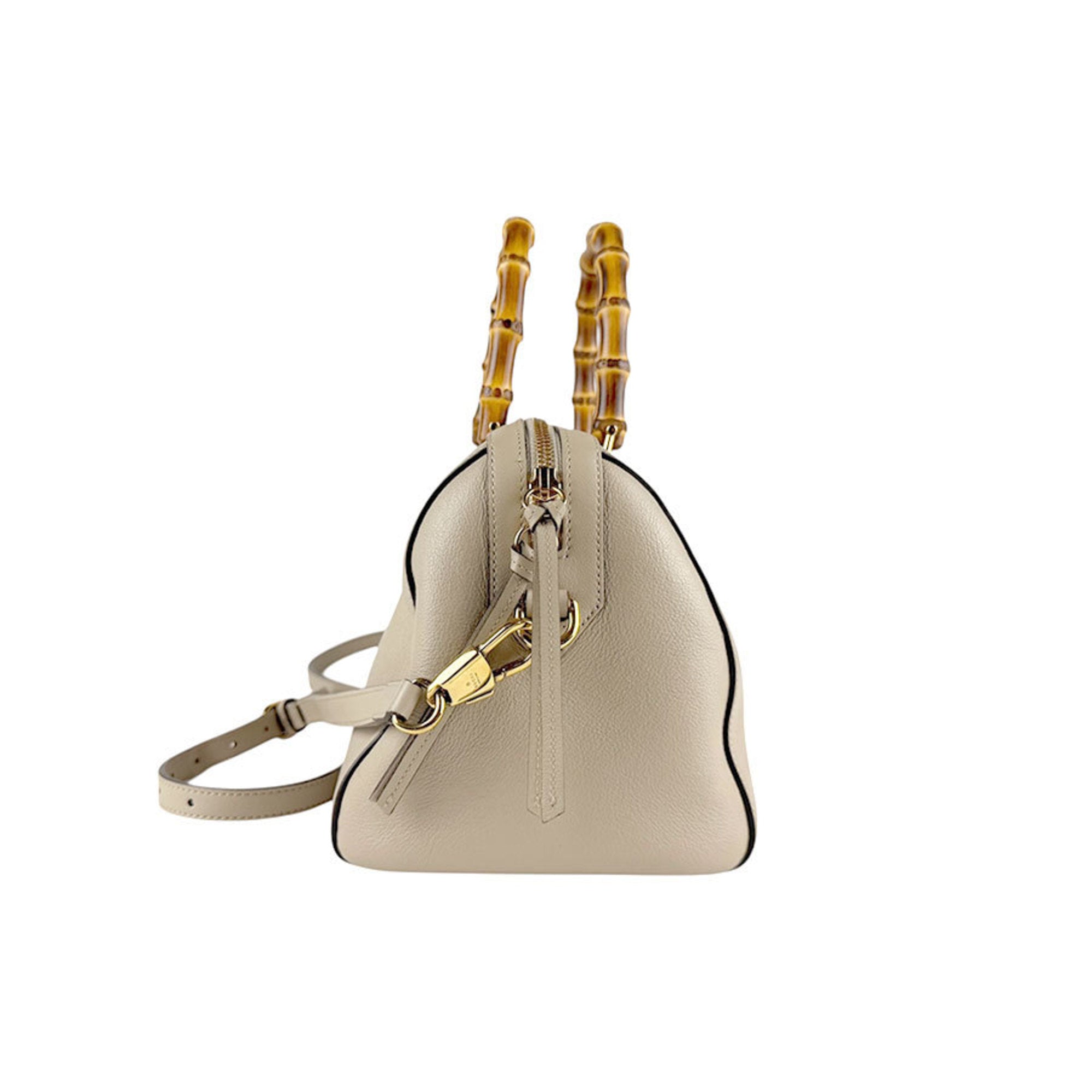 GCCI Diana Bamboo Leather Shoulder Bag/Handbag, Beige, Women's, 655663 z7488