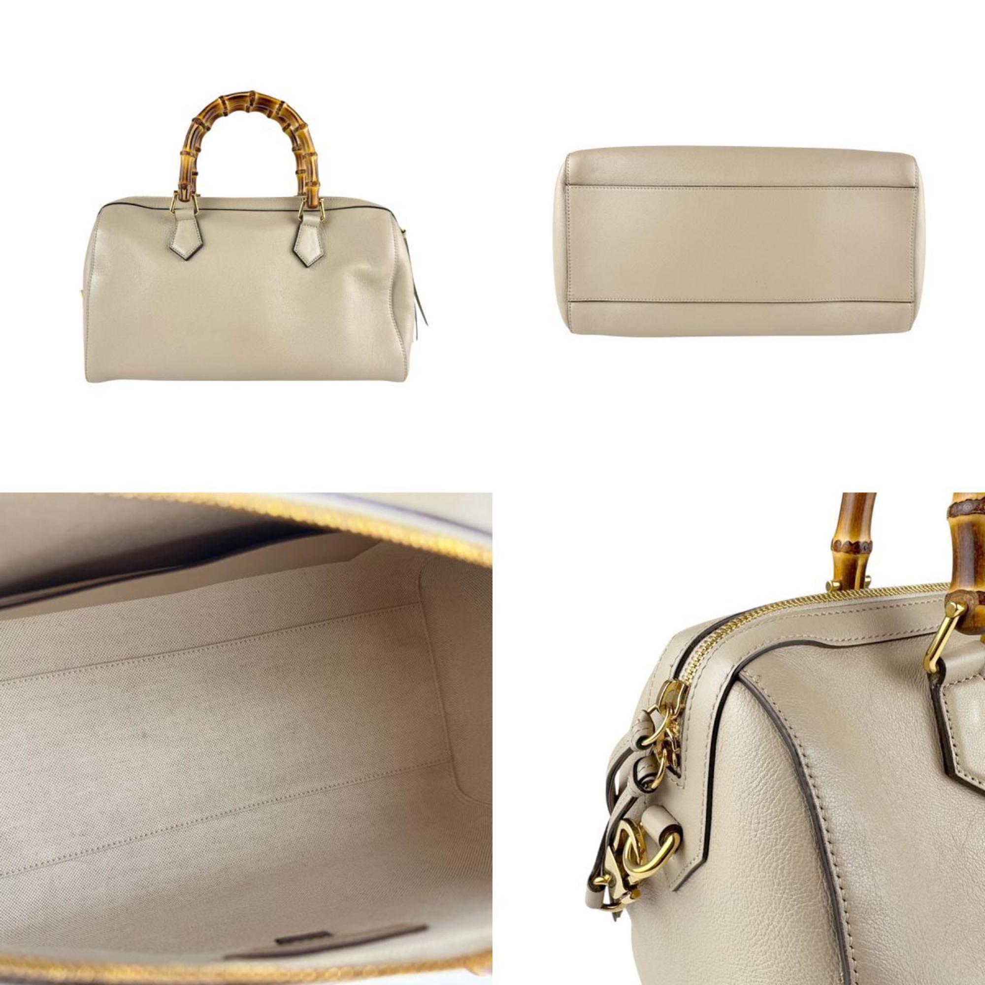 GCCI Diana Bamboo Leather Shoulder Bag/Handbag, Beige, Women's, 655663 z7488