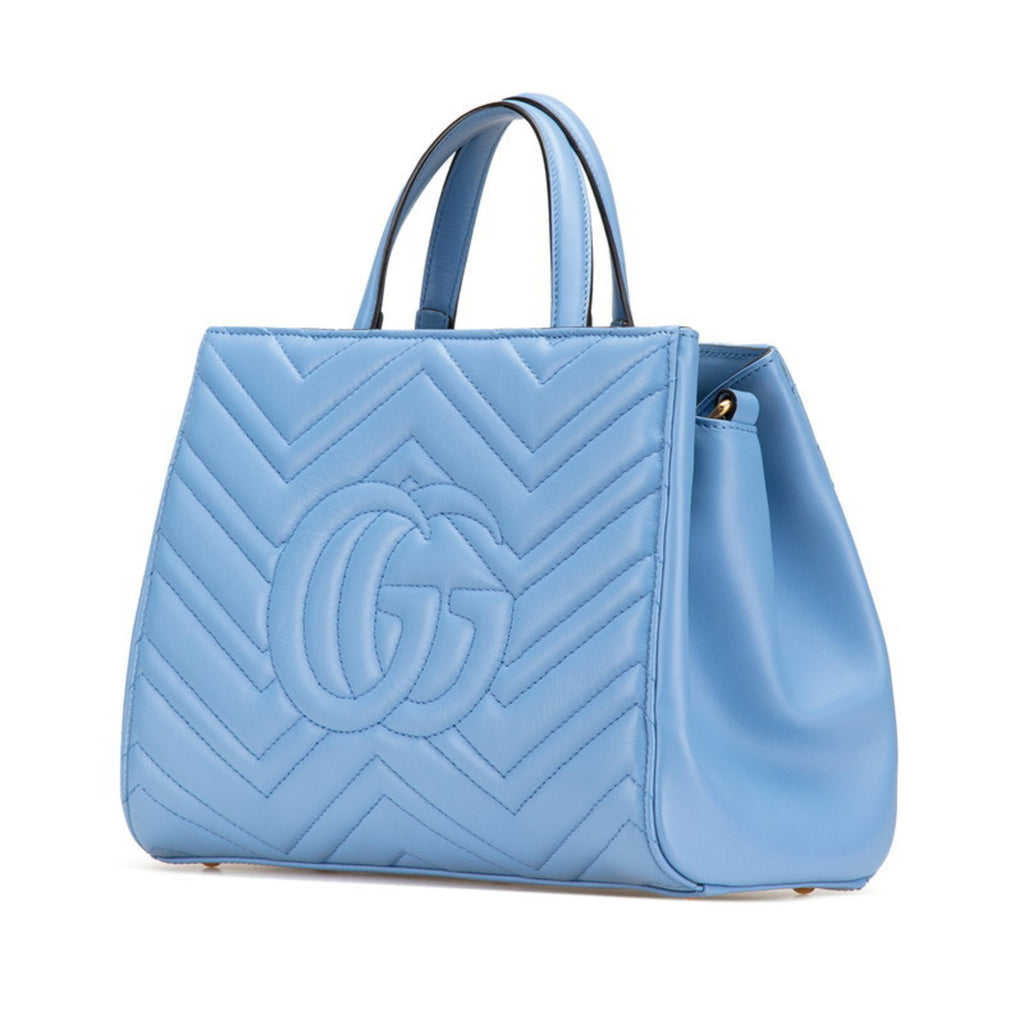 GCCI GG Marmont 2-Way Handbag/Shoulder Bag 448054 Blue Leather Women's GUCCI