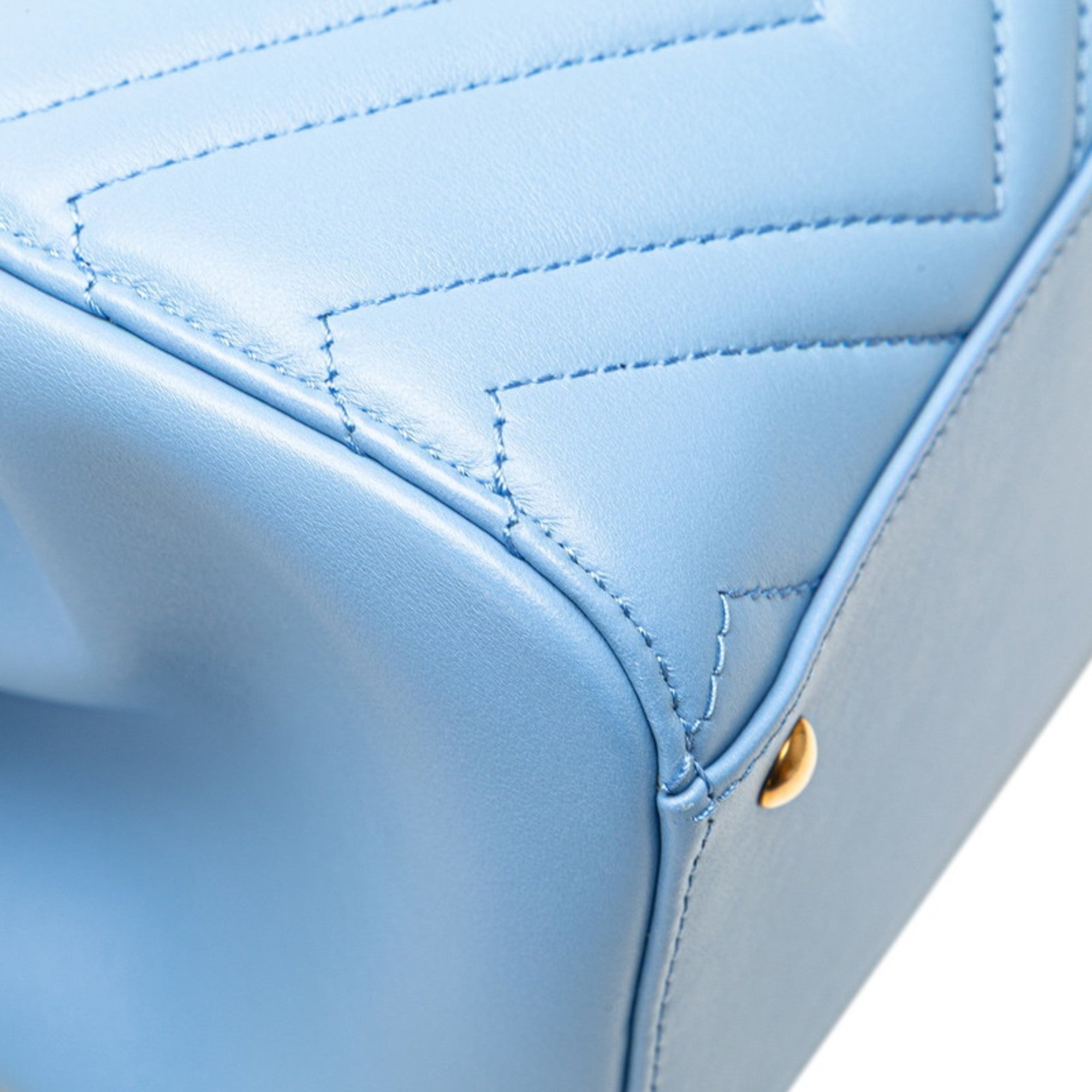 GCCI GG Marmont 2-Way Handbag/Shoulder Bag 448054 Blue Leather Women's GUCCI