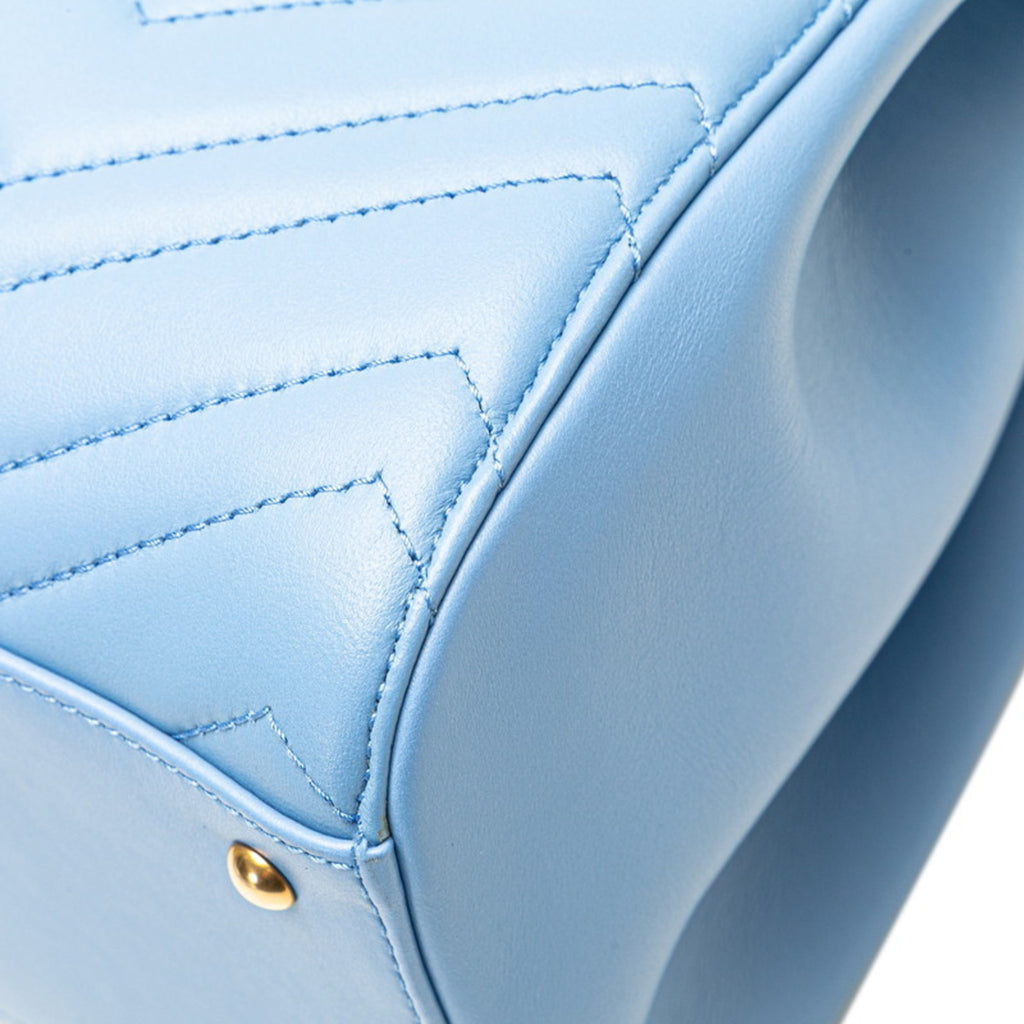 GCCI GG Marmont 2-Way Handbag/Shoulder Bag 448054 Blue Leather Women's GUCCI