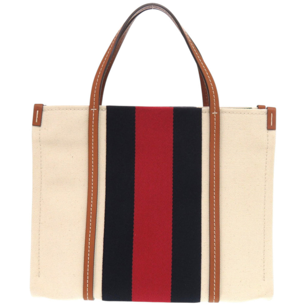 GCCI Like new Gucci 2-way Sherry Line Interlocking G Patch Canvas White Tote Bag 727728 0254 GUCCI