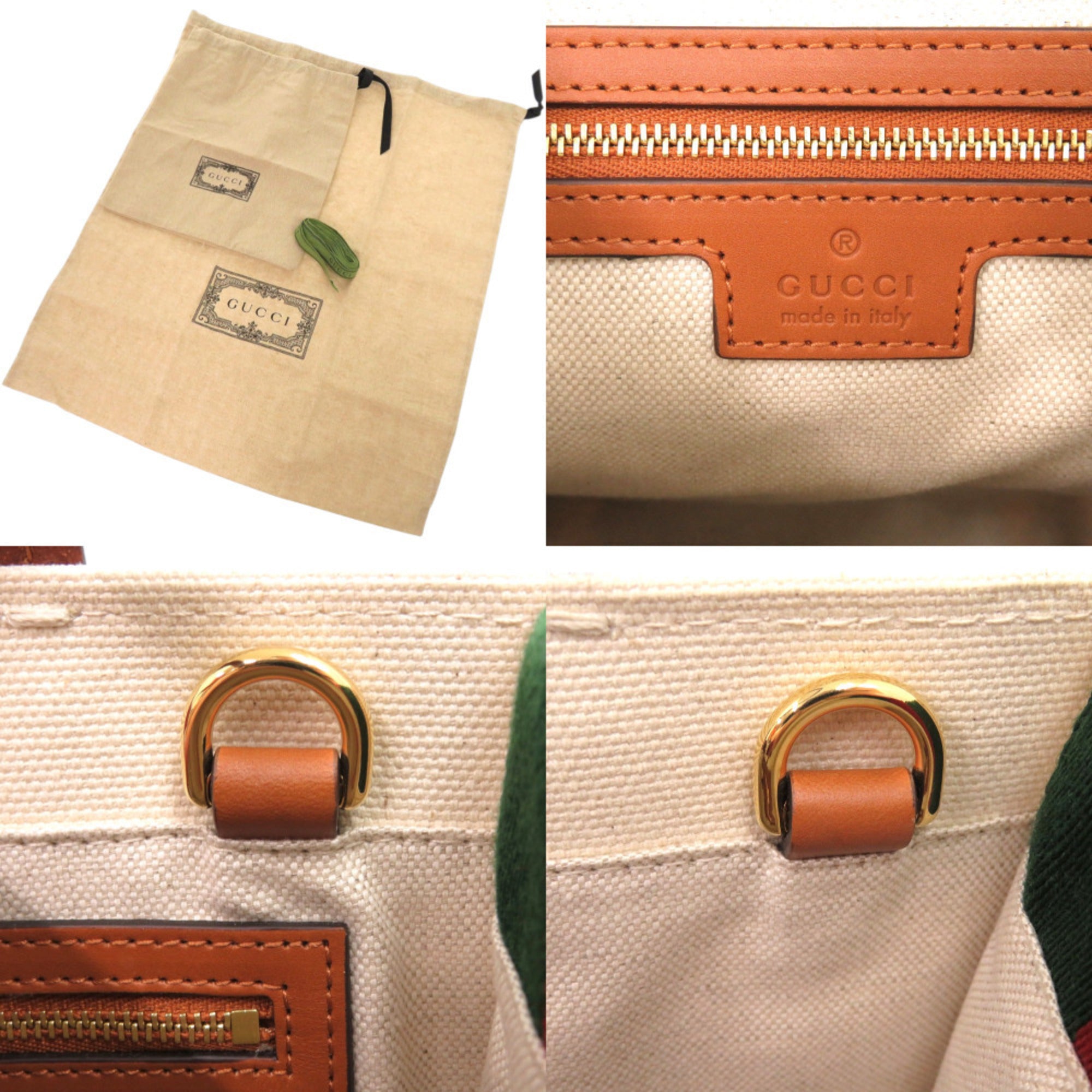 GCCI Like new Gucci 2-way Sherry Line Interlocking G Patch Canvas White Tote Bag 727728 0254 GUCCI