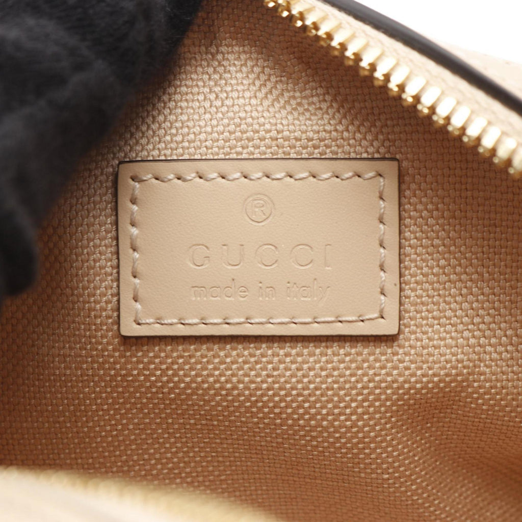 GCCI GG Super Mini Handbag, Leather, Women's, Beige, 790130