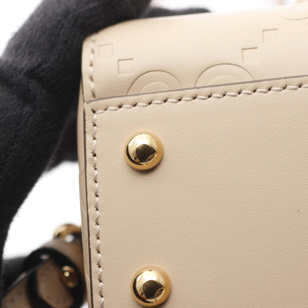 GCCI GG Super Mini Handbag, Leather, Women's, Beige, 790130