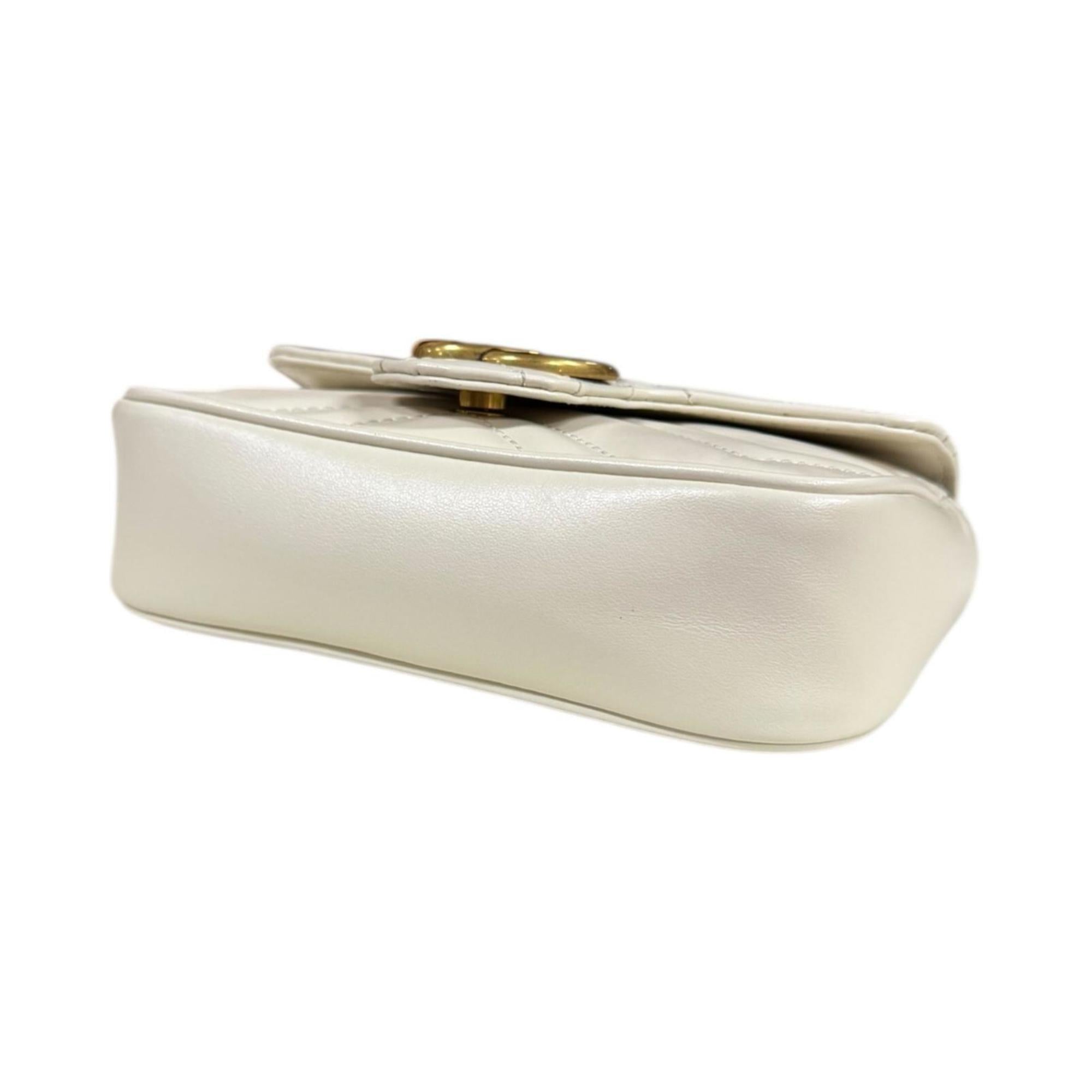 GCCI GG Marmont Shoulder Bag, Leather, 476433, White, Women's, GUCCI Chain