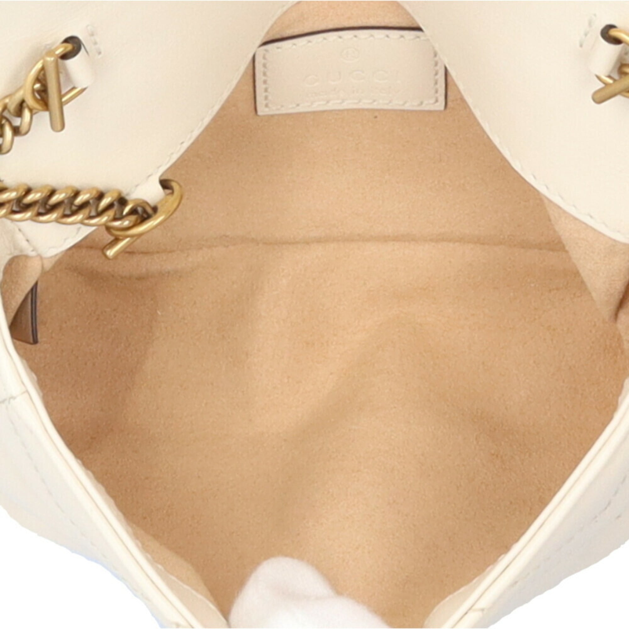 GCCI GG Marmont Shoulder Bag, Leather, 476433, White, Women's, GUCCI Chain