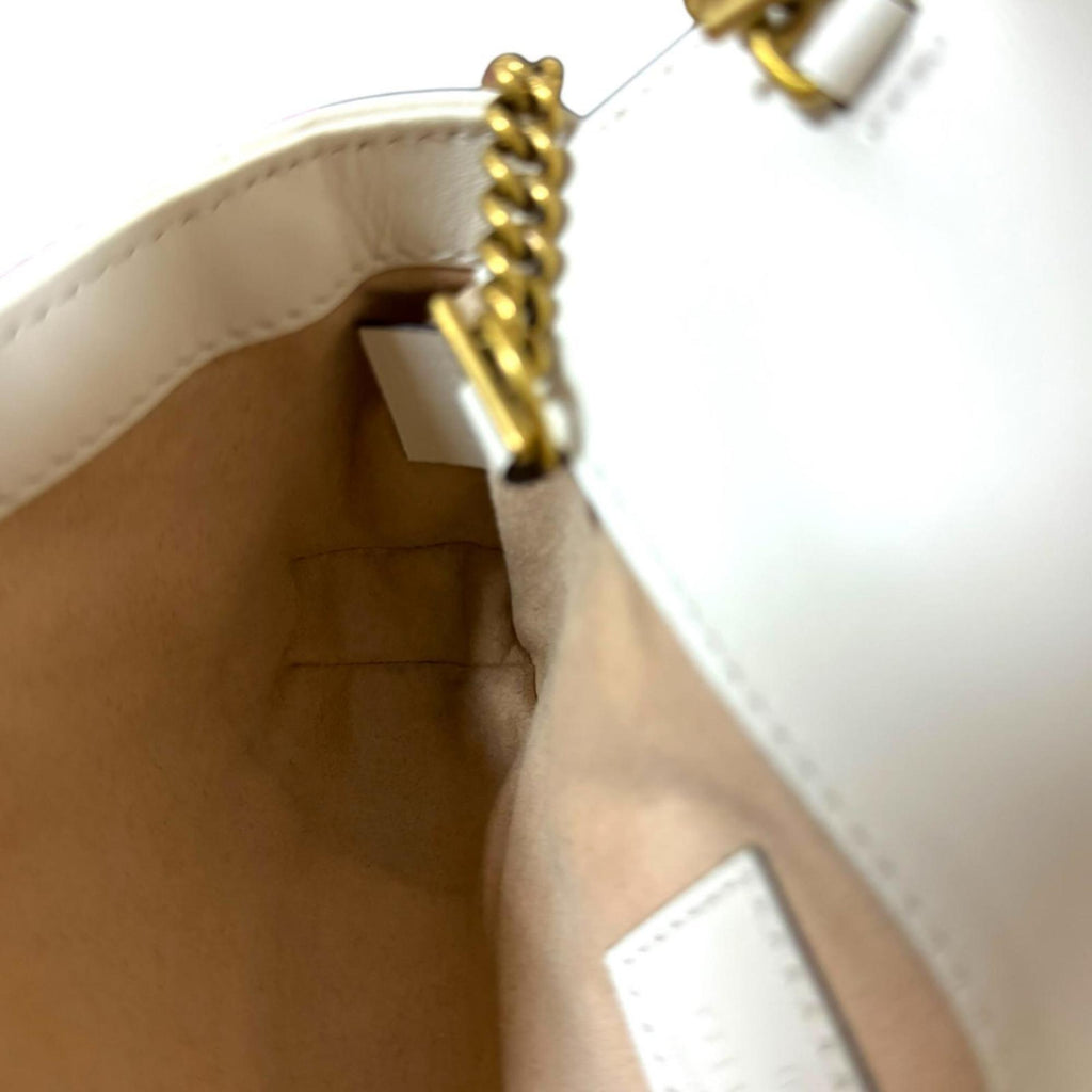 GCCI GG Marmont Shoulder Bag, Leather, 476433, White, Women's, GUCCI Chain