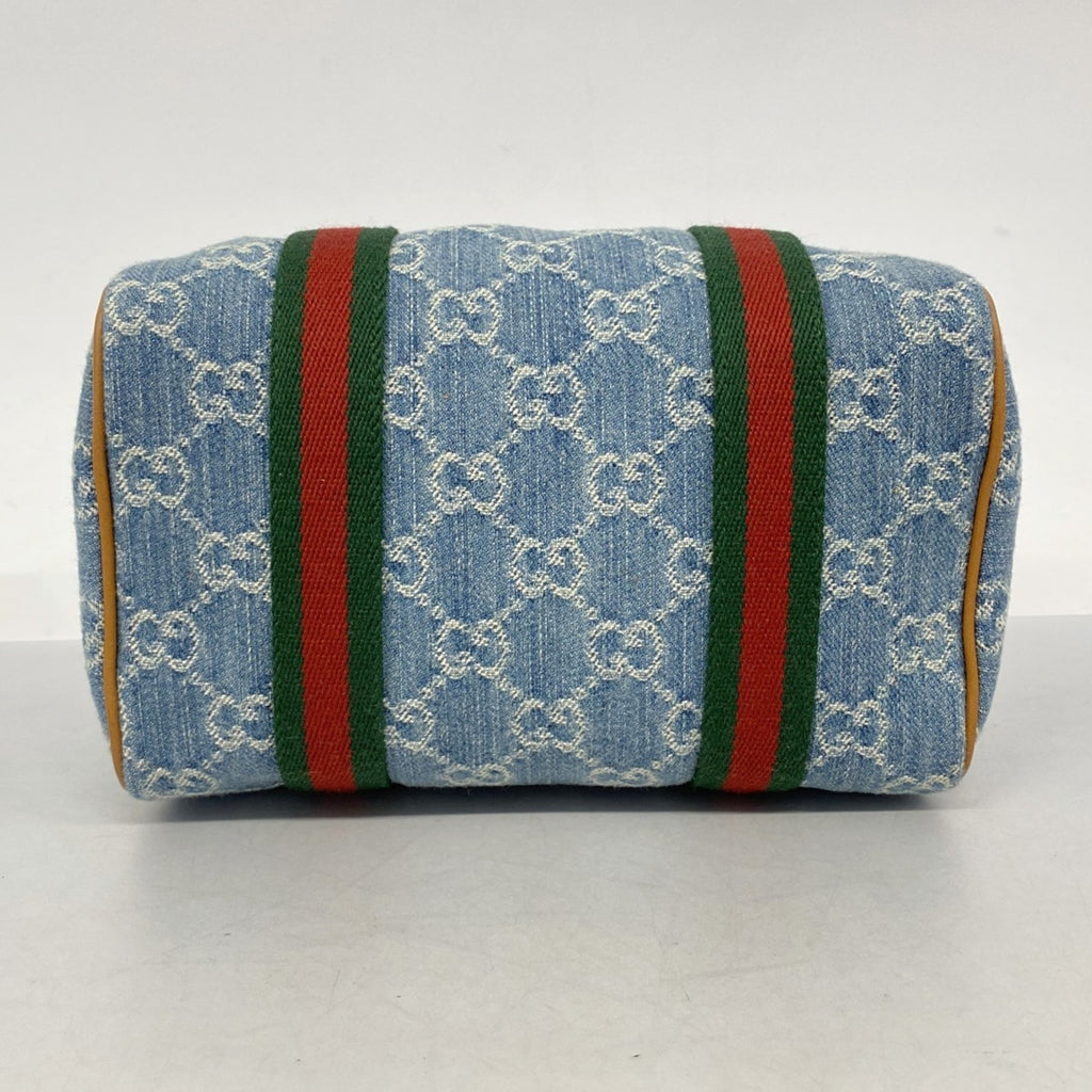 GCCI  Ophidia Mini GG Handbag 859975 Denim Blue Champagne 2-Way Bag for Women