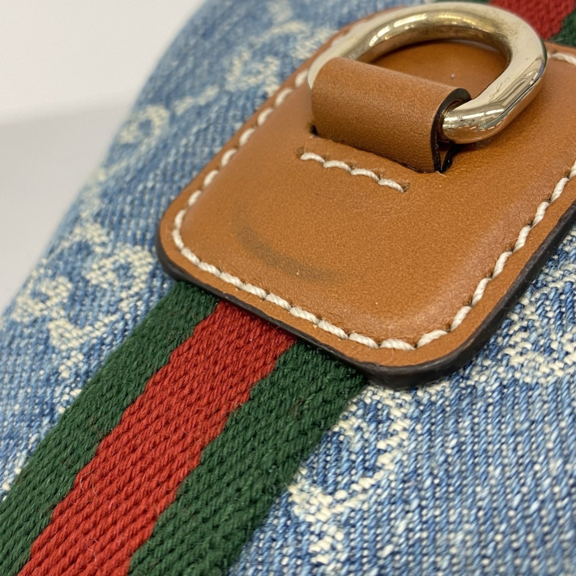 GCCI  Ophidia Mini GG Handbag 859975 Denim Blue Champagne 2-Way Bag for Women