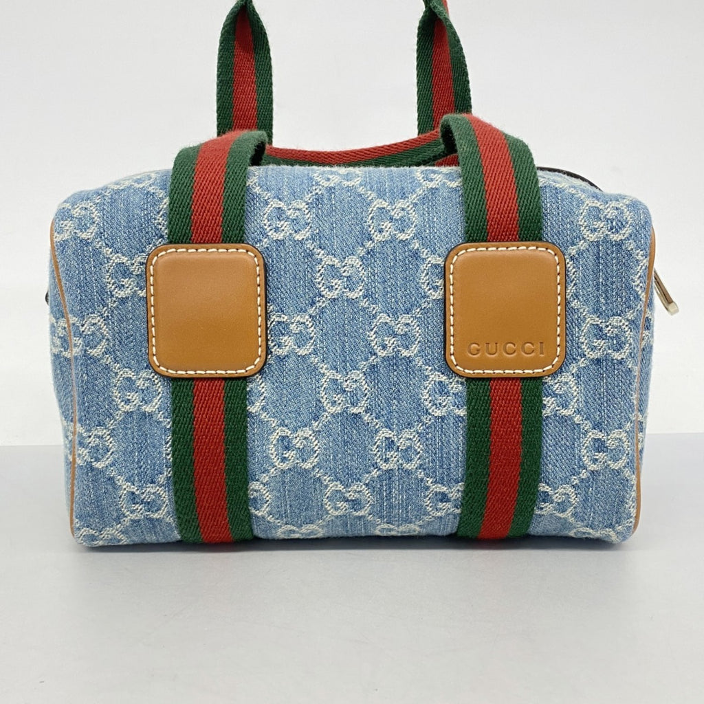 GCCI  Ophidia Mini GG Handbag 859975 Denim Blue Champagne 2-Way Bag for Women