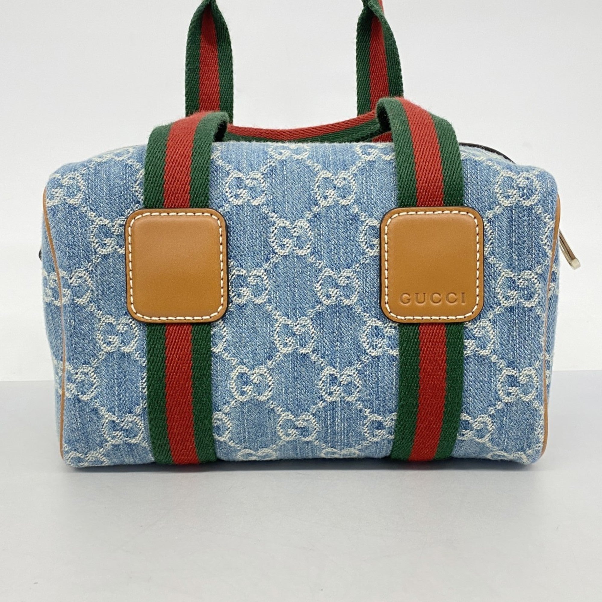 GCCI  Ophidia Mini GG Handbag 859975 Denim Blue Champagne 2-Way Bag for Women