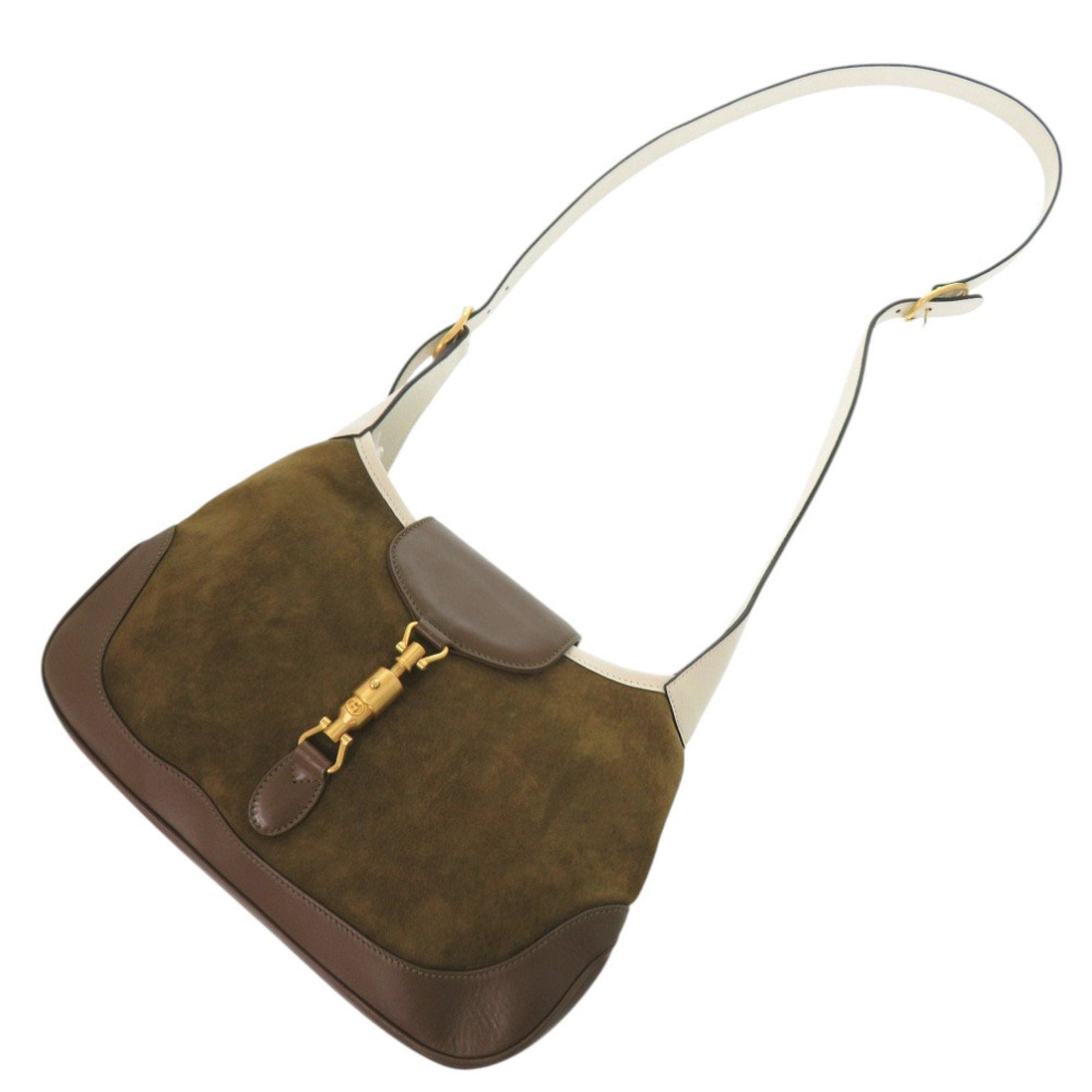 GCCI Like new Gucci Vault Vintage Jackie suede leather brown and khaki shoulder bag 1220 GUCCI