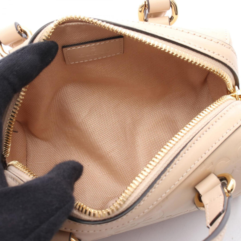 GCCI GG Super Mini Handbag, Leather, Women's, Pink, 790130