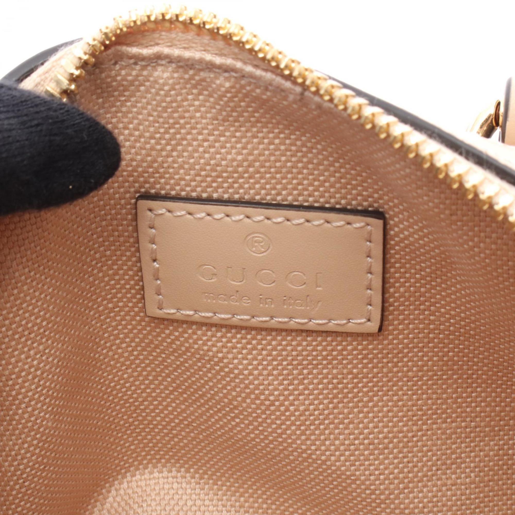 GCCI GG Super Mini Handbag, Leather, Women's, Pink, 790130