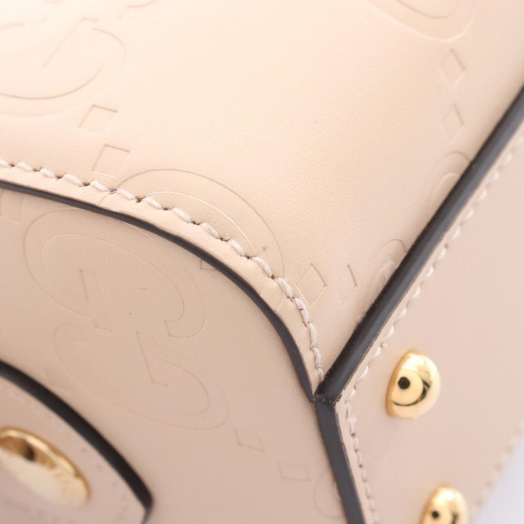 GCCI GG Super Mini Handbag, Leather, Women's, Pink, 790130