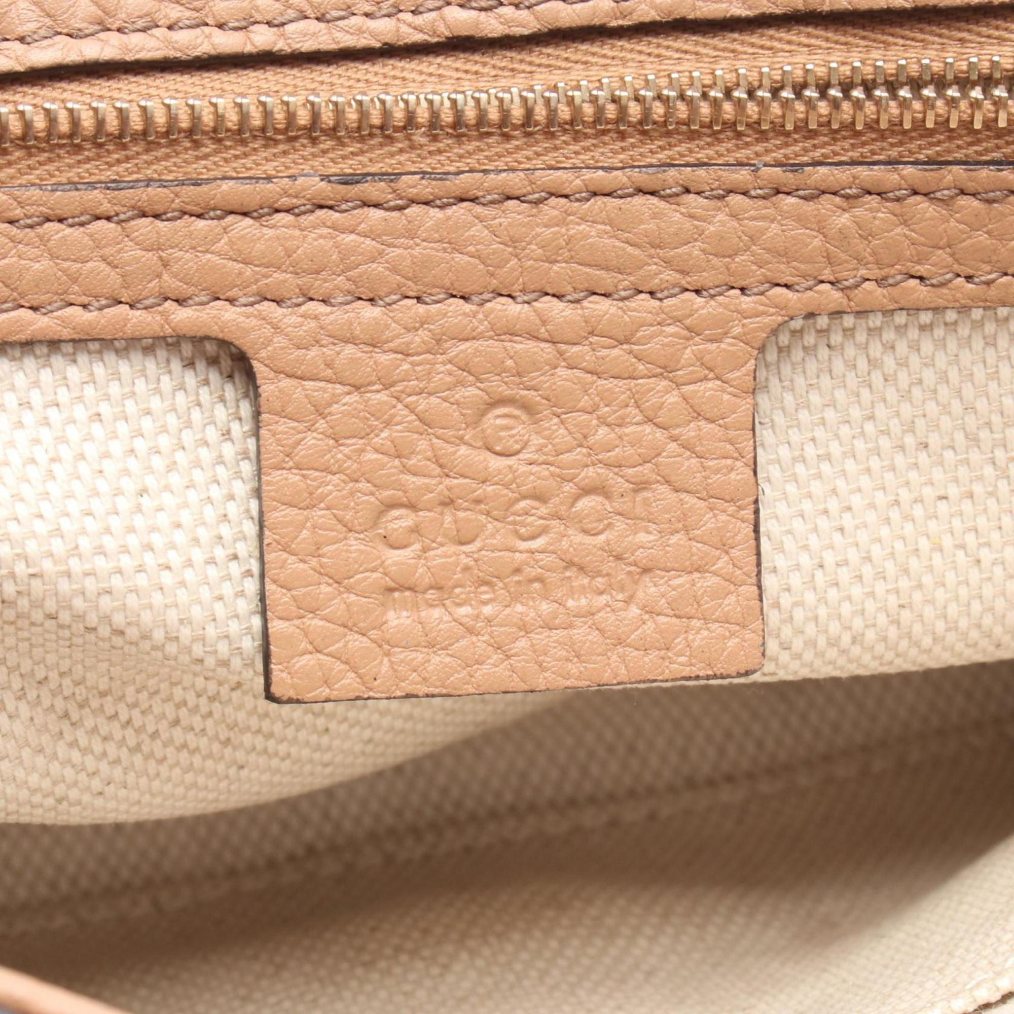 GCCI Soho Interlocking G Shoulder Bag, Leather, Women's, Brown, 536224