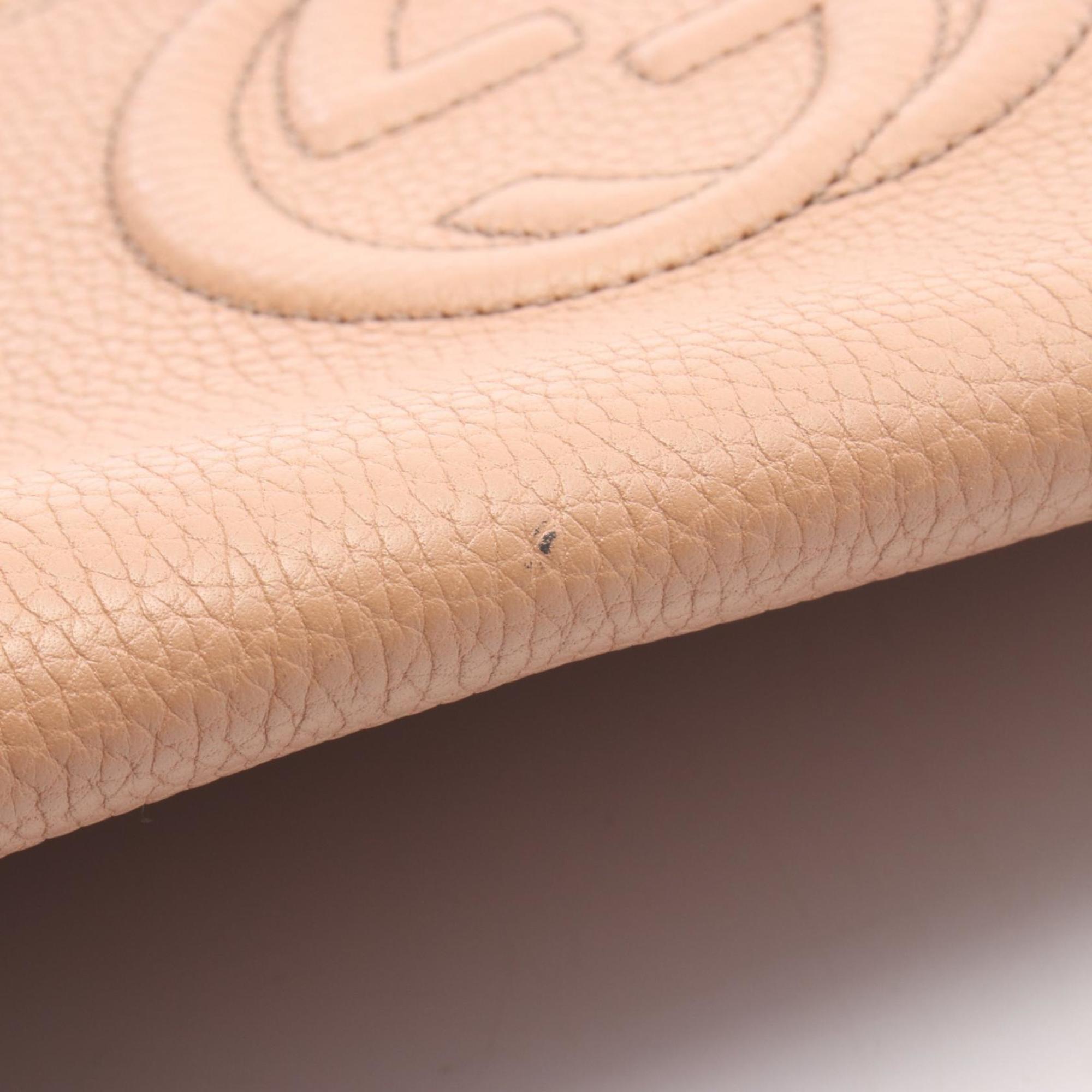 GCCI Soho Interlocking G Shoulder Bag, Leather, Women's, Brown, 536224