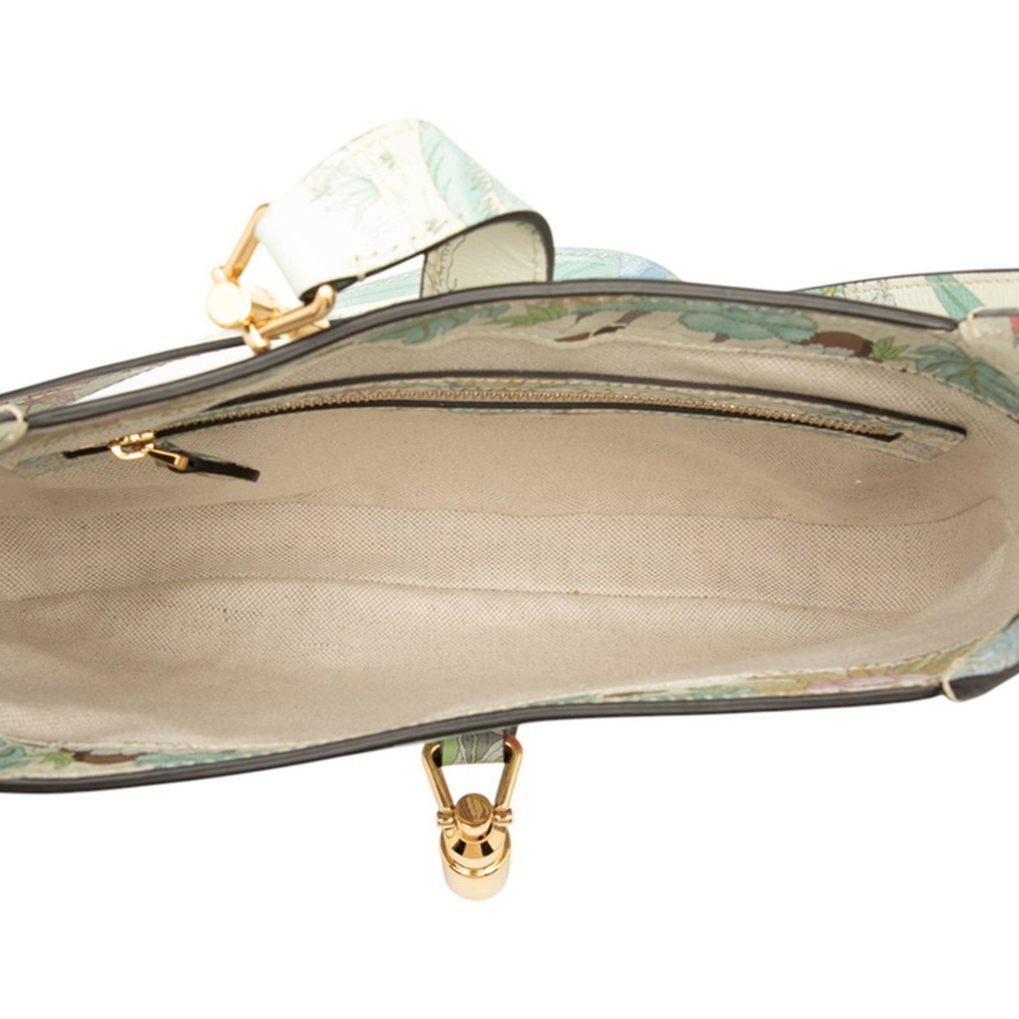 GCCI Jackie 1961 Tiger Motif Handbag/Shoulder Bag 636709 White/Multicolor Leather Women's GUCCI