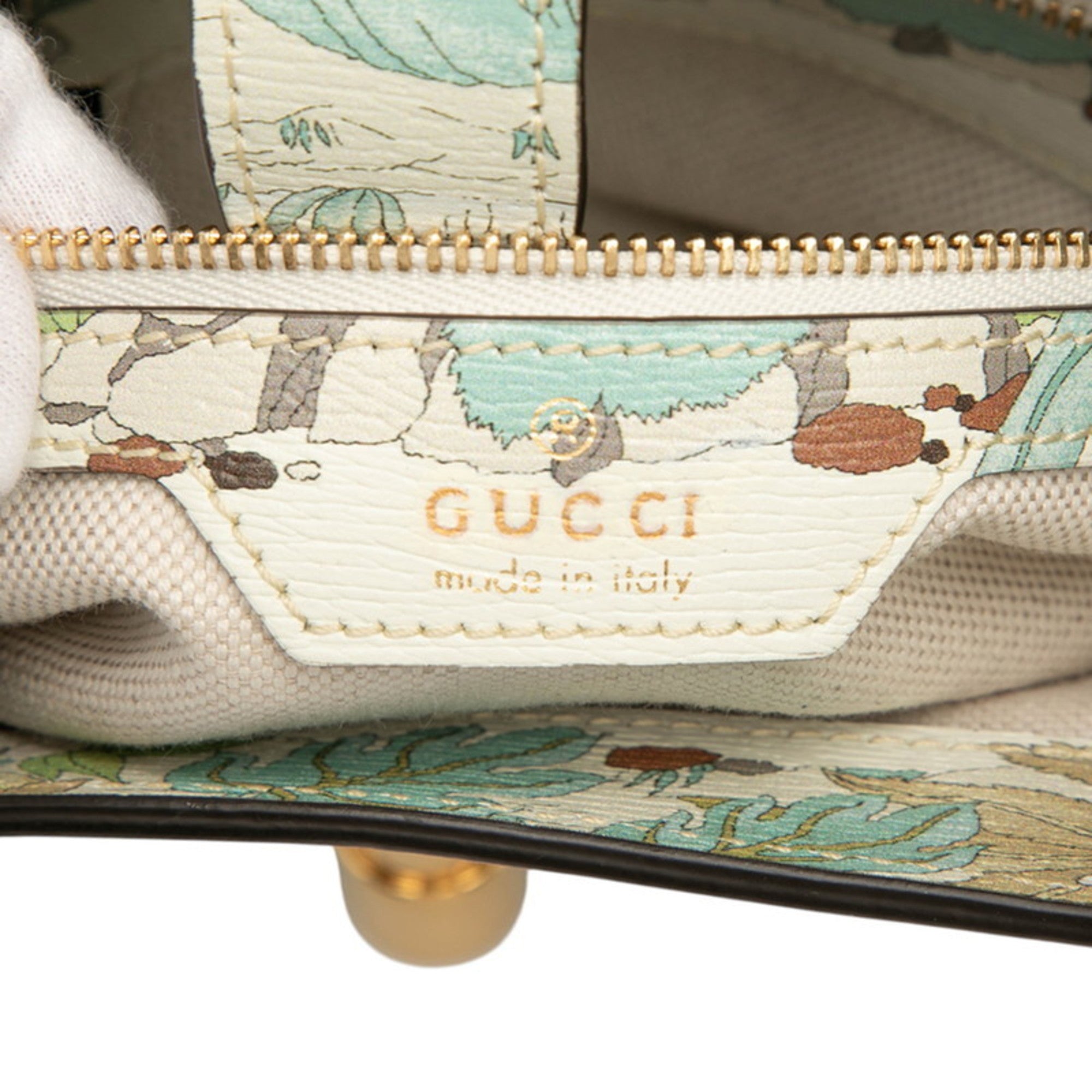 GCCI Jackie 1961 Tiger Motif Handbag/Shoulder Bag 636709 White/Multicolor Leather Women's GUCCI