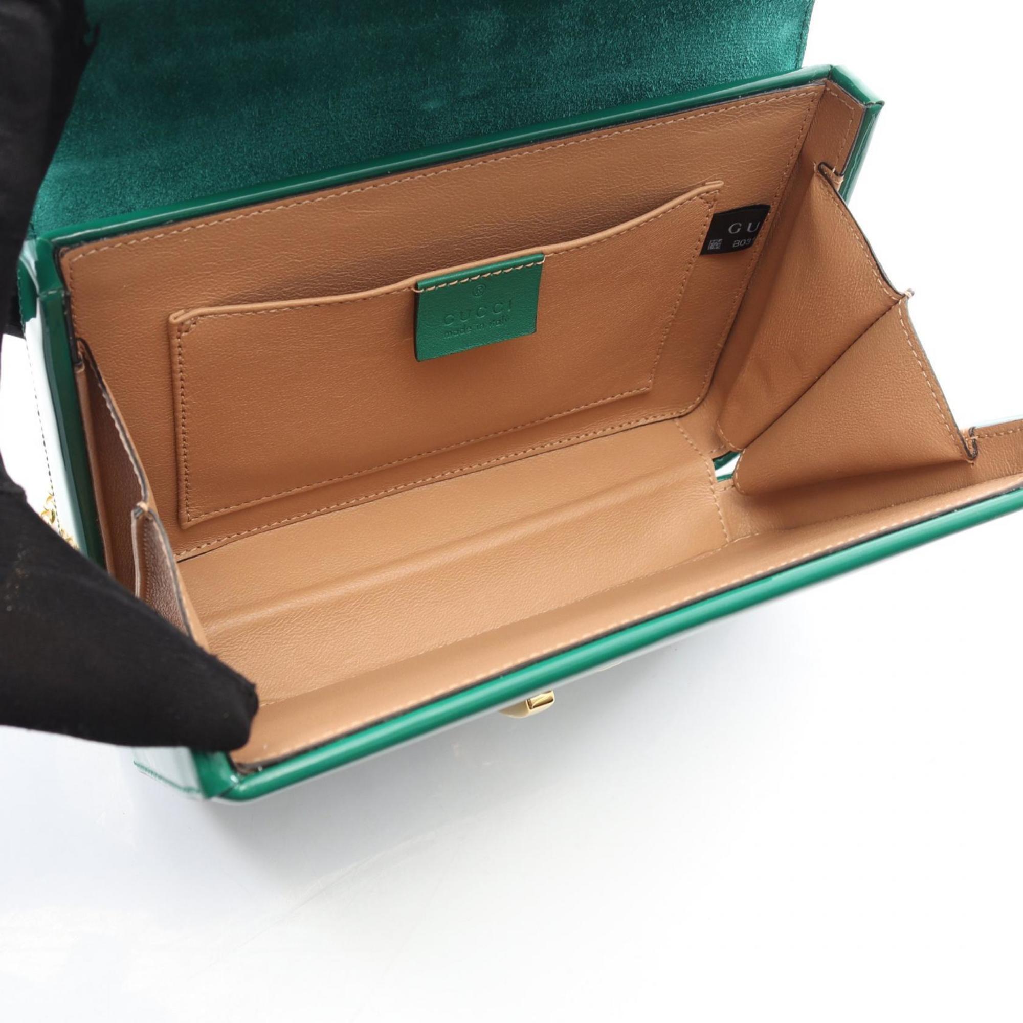 GCCI  Sylvie 1969 handbag in patent leather, green, women's, 589479