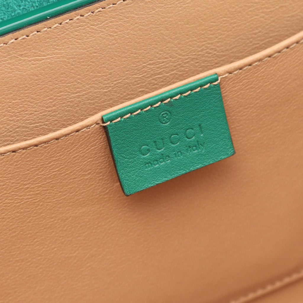 GCCI  Sylvie 1969 handbag in patent leather, green, women's, 589479