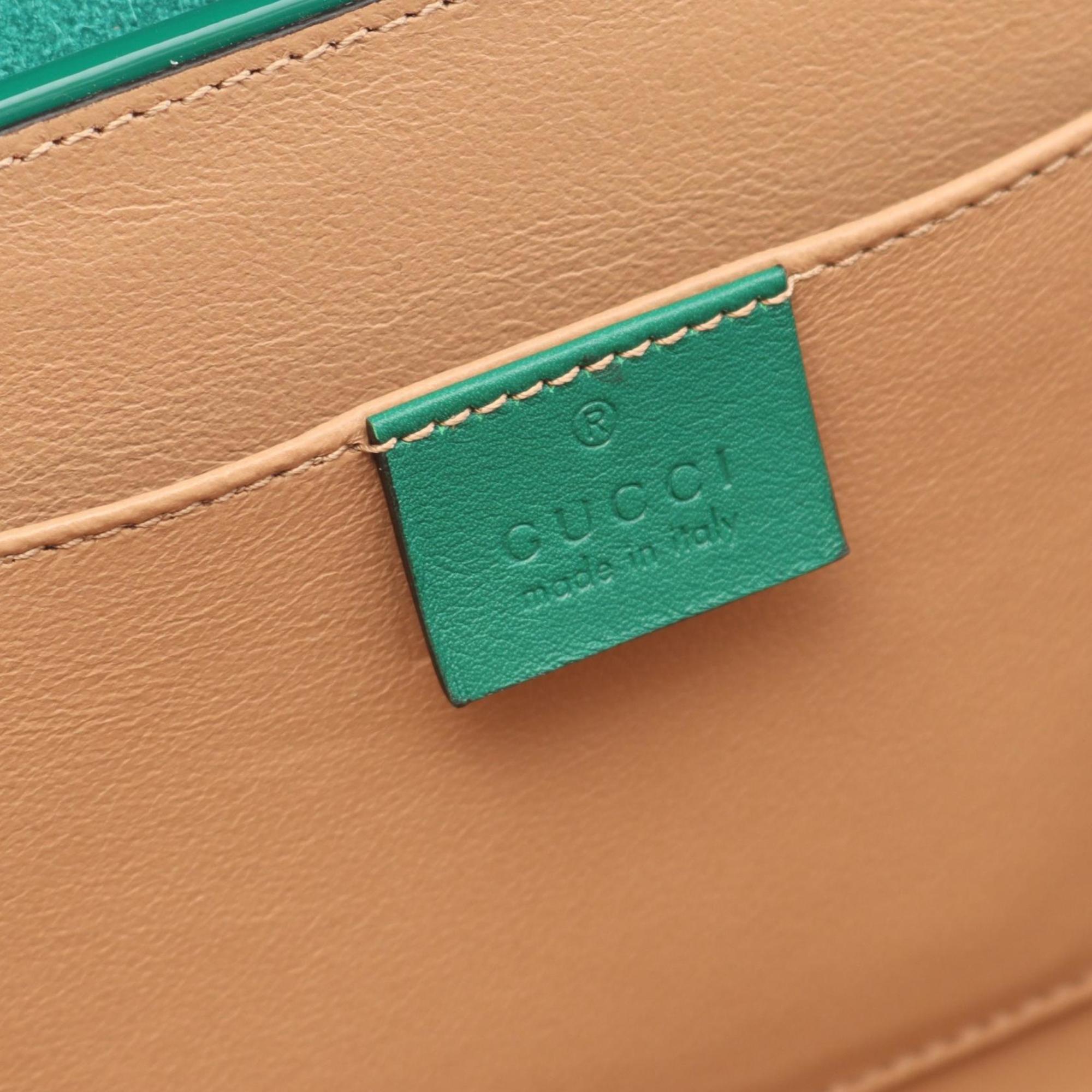 GCCI  Sylvie 1969 handbag in patent leather, green, women's, 589479