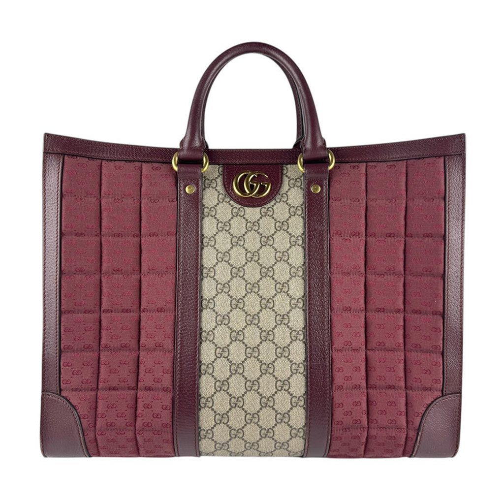 GCCI Ophidia Large Tote Handbag Shoulder Bag Leather GG Supreme Canvas Quilted Bordeaux Men's Women's 724665 z7365