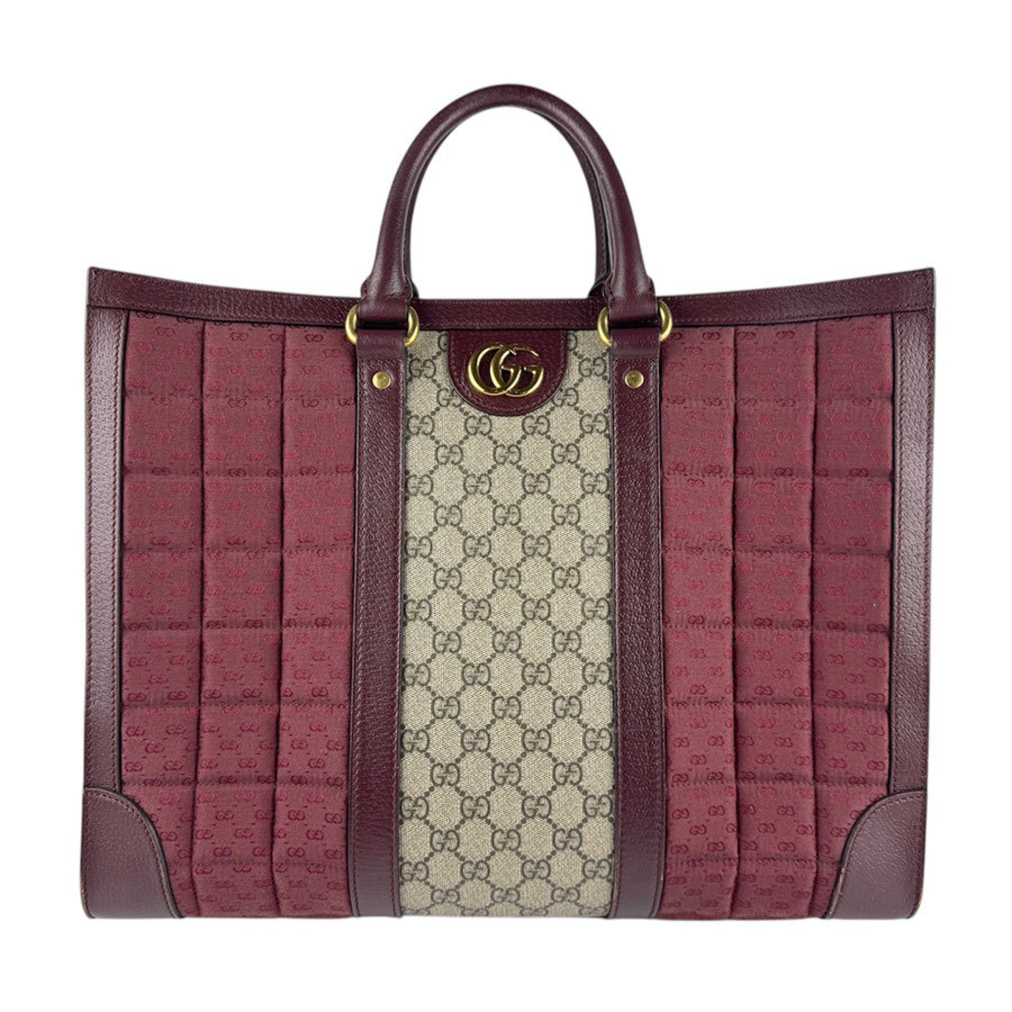 GCCI Ophidia Large Tote Handbag Shoulder Bag Leather GG Supreme Canvas Quilted Bordeaux Men's Women's 724665 z7365
