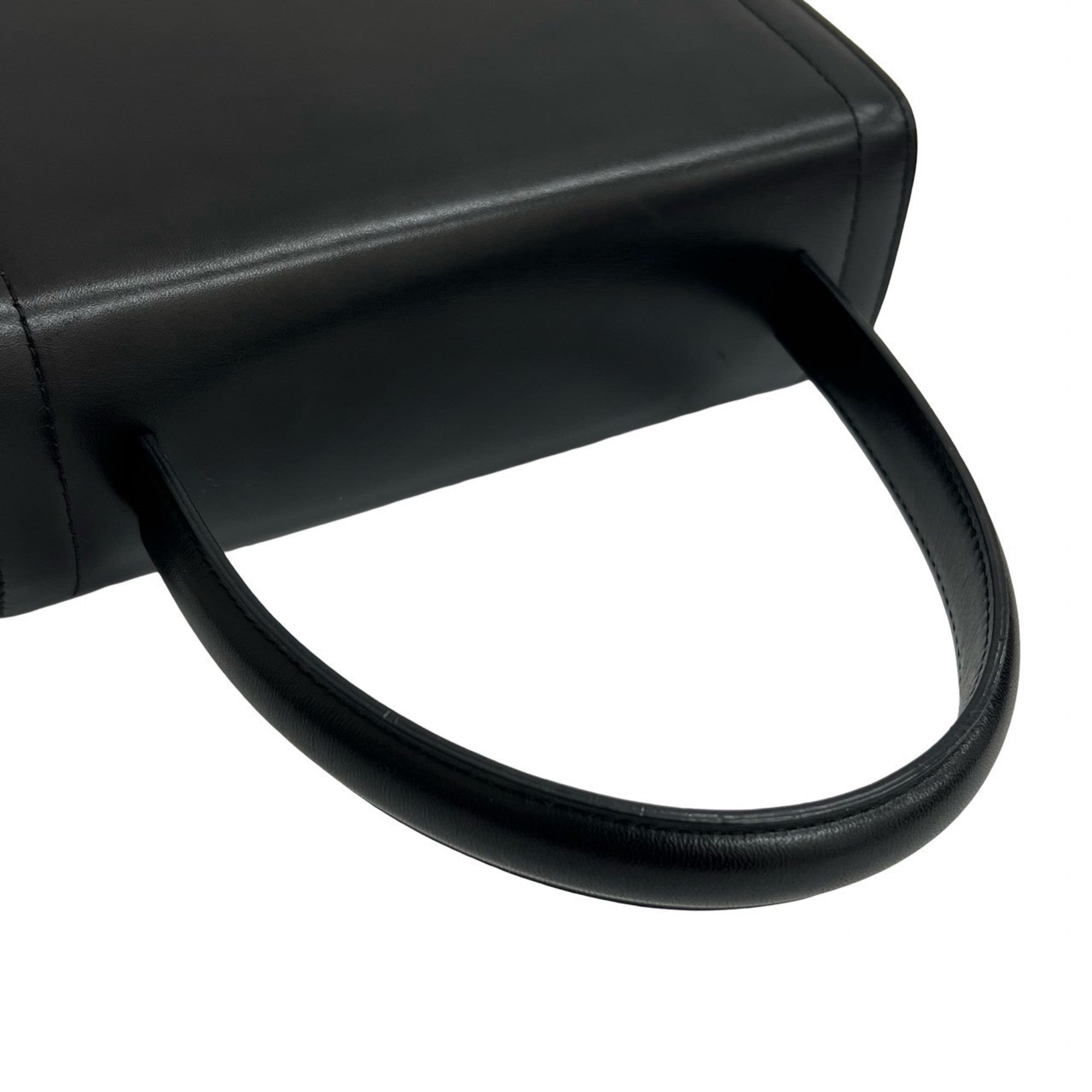 CLNI Old Triomphe Logo Calf Leather Handbag Mini Tote Bag Black 21875