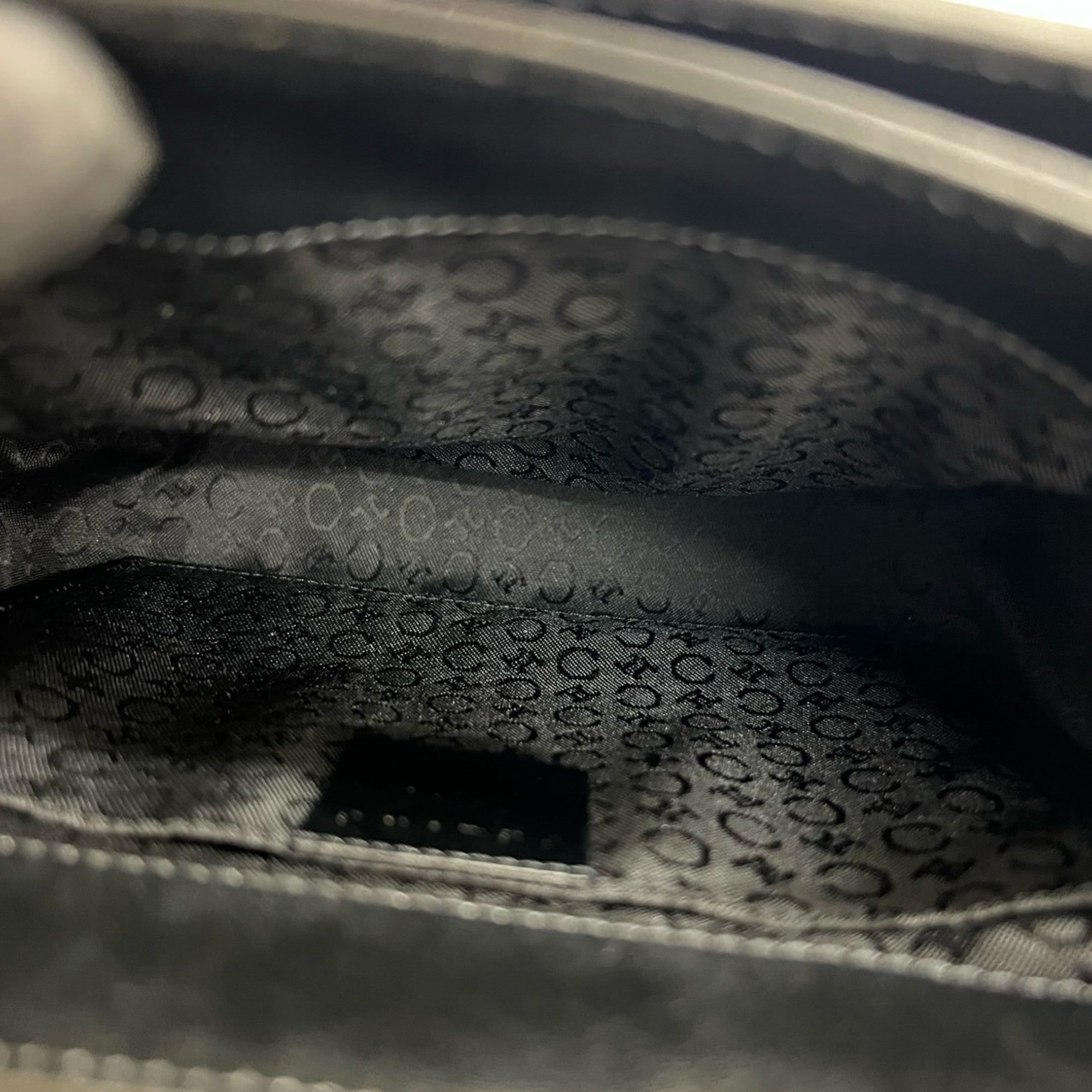 CLNI Old Triomphe Logo Calf Leather Handbag Mini Tote Bag Black 21875