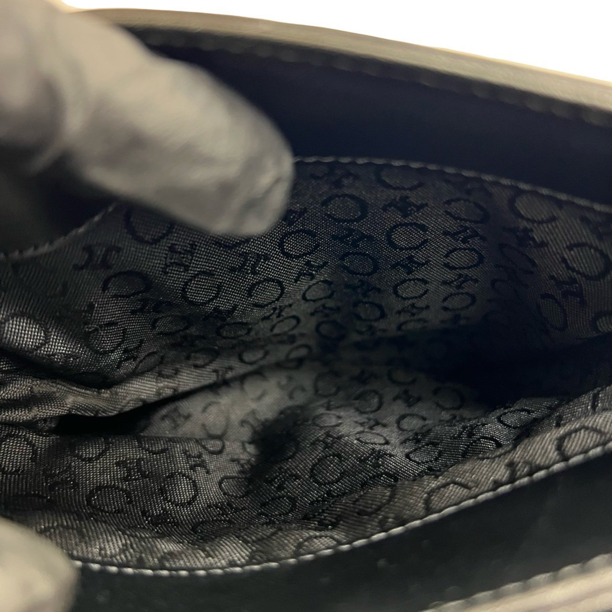 CLNI Old Triomphe Logo Calf Leather Handbag Mini Tote Bag Black 21875