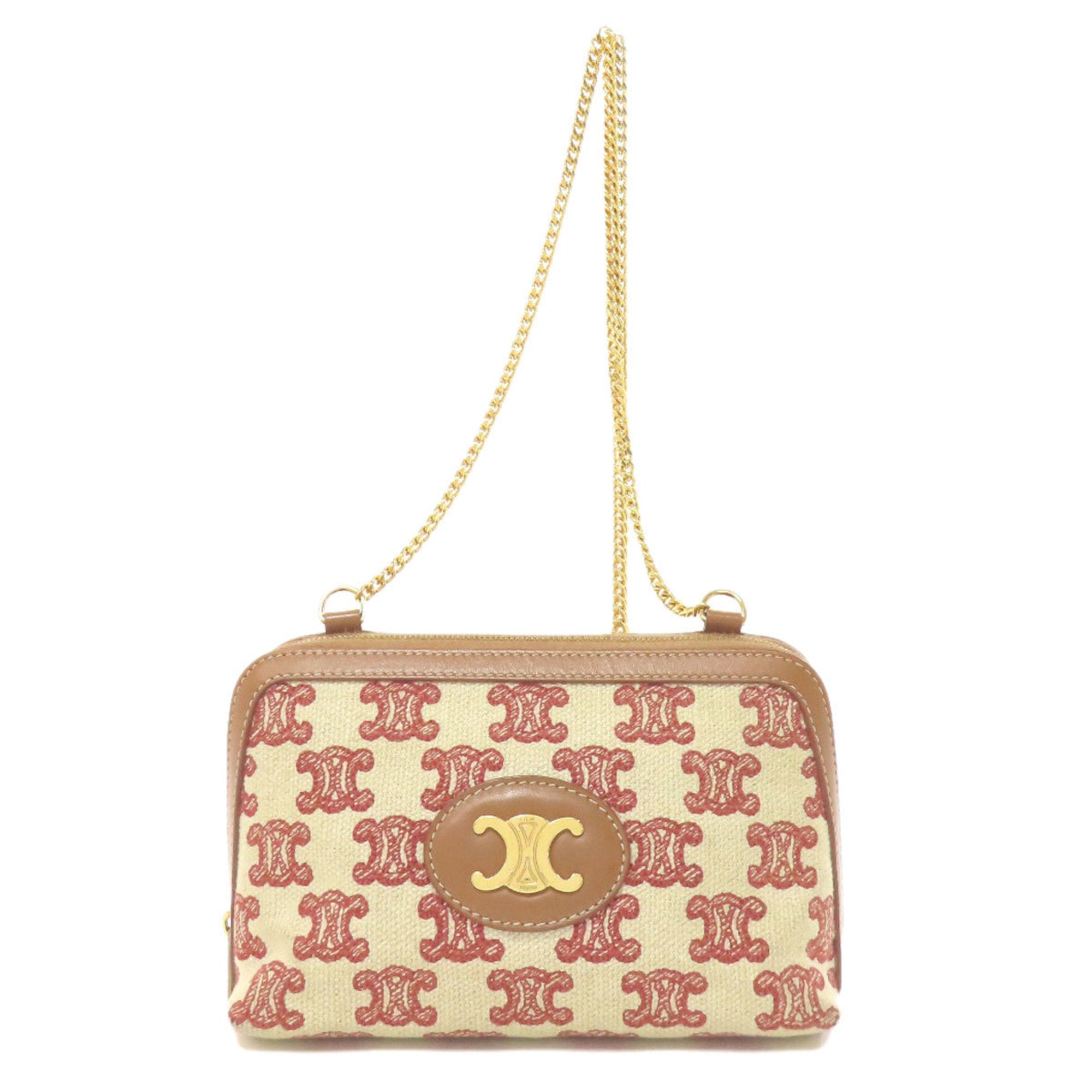 CLNI Triomphe clutch shoulder bag canvas leather women's