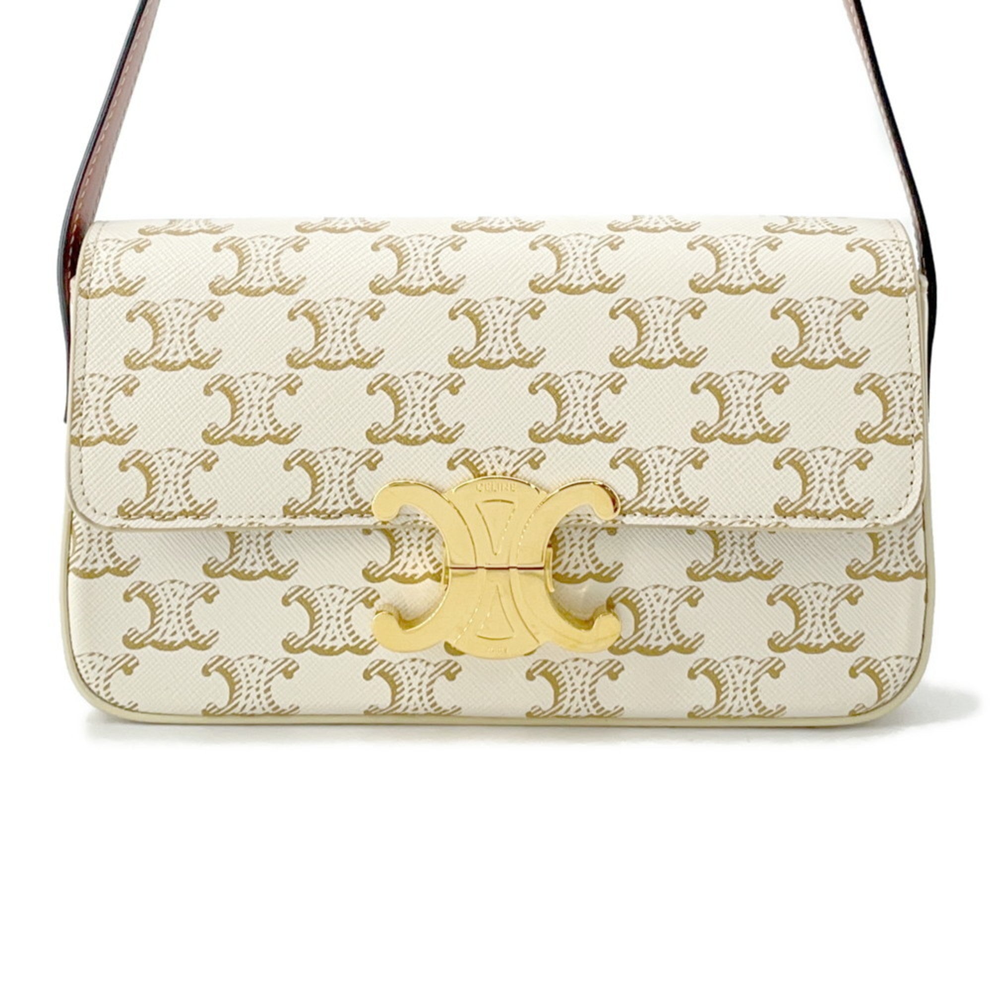 CLNI Triomphe Claude Shoulder Bag 194142 CELINE White