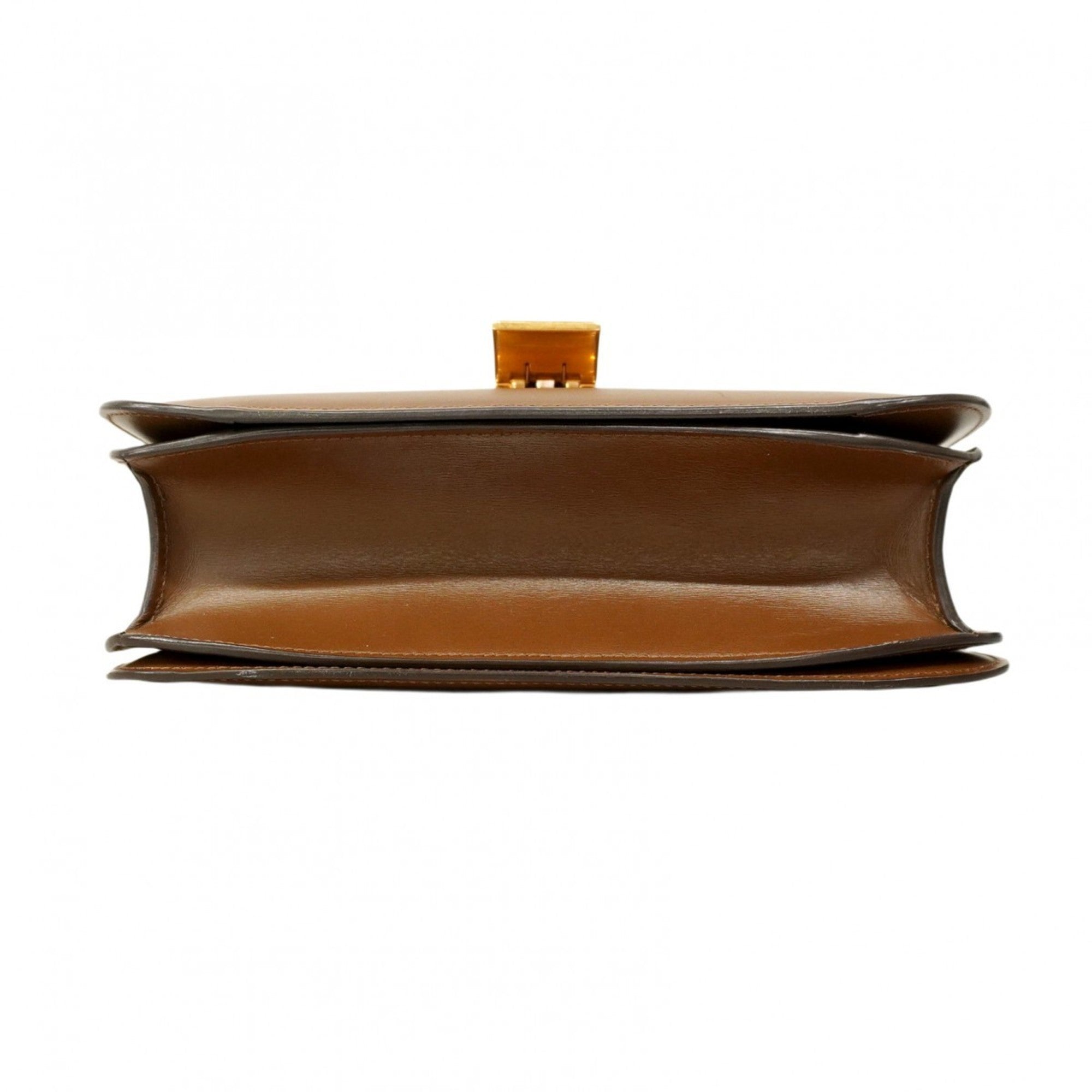 CLNI Classic Box Leather Shoulder Bag Brown Women's