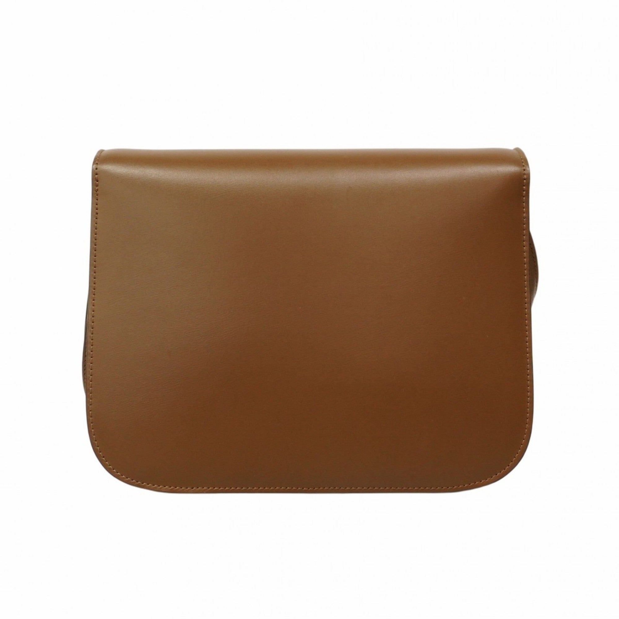 CLNI Classic Box Leather Shoulder Bag Brown Women's