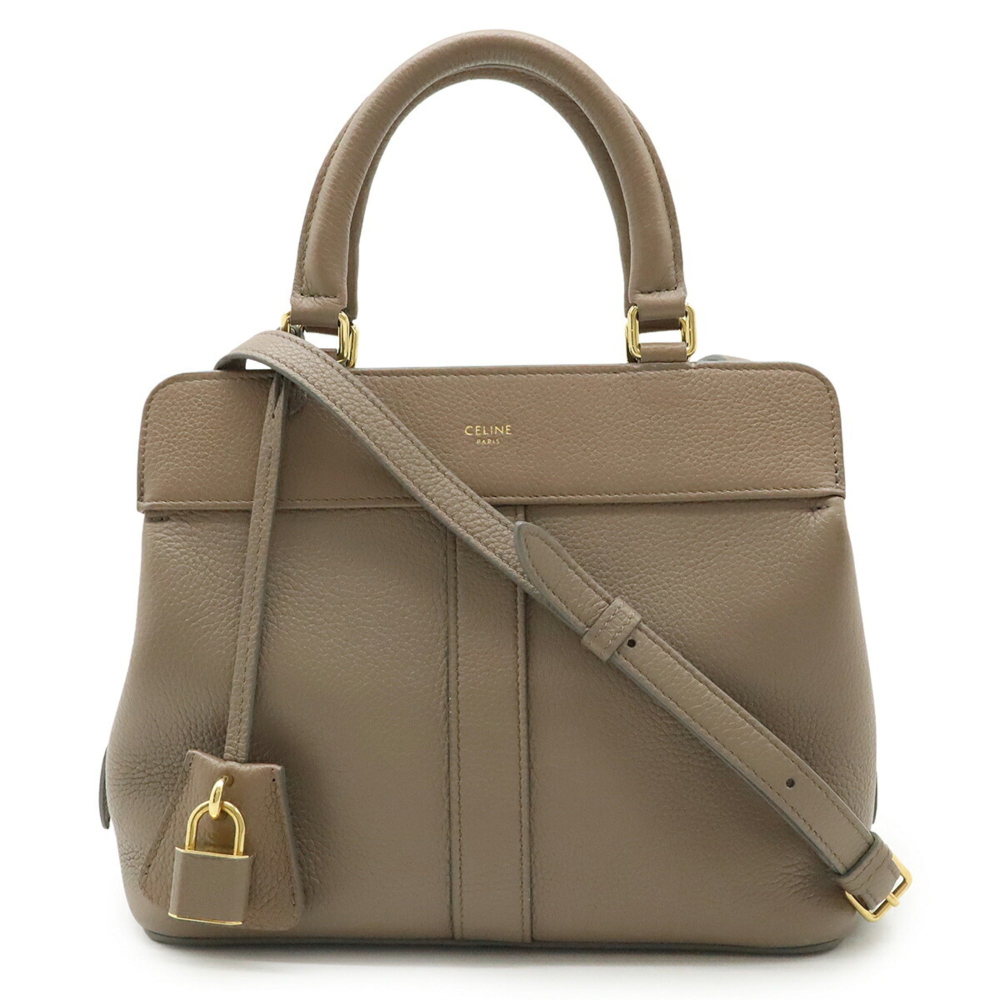 CLNI Cabas de France Small Handbag/Shoulder Bag in Greige Leather (191963)