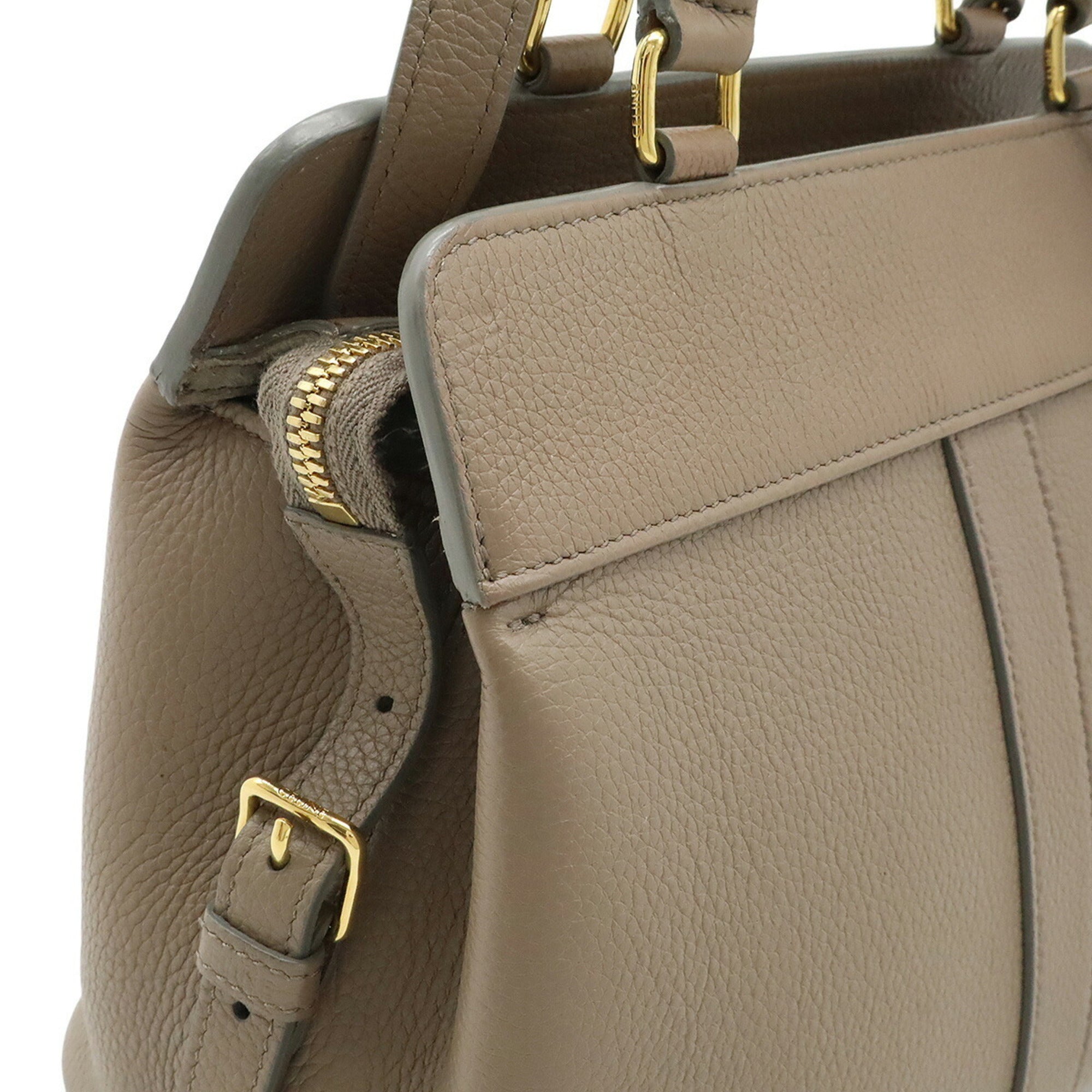 CLNI Cabas de France Small Handbag/Shoulder Bag in Greige Leather (191963)