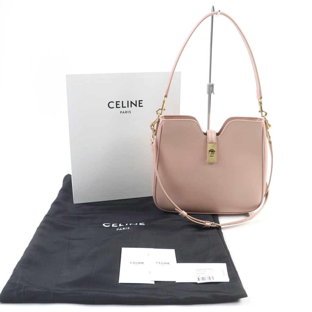 CLNI 12069 Small Camille 16 (Ceise) Soft Bag, Smooth Calfskin, 2-Way Handbag/Shoulder Peach, Box and Dust Bag Included, Made in Italy