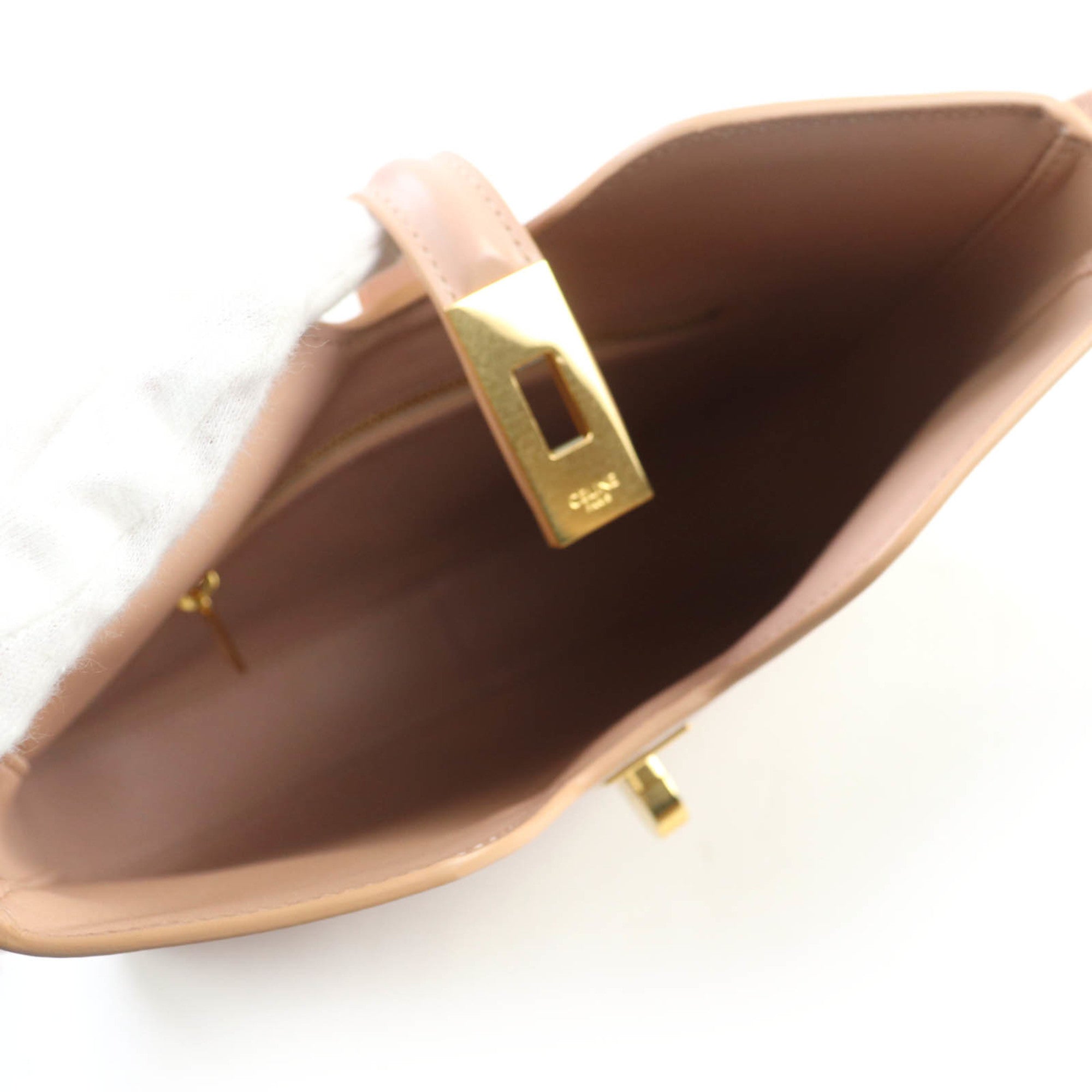 CLNI 12069 Small Camille 16 (Ceise) Soft Bag, Smooth Calfskin, 2-Way Handbag/Shoulder Peach, Box and Dust Bag Included, Made in Italy