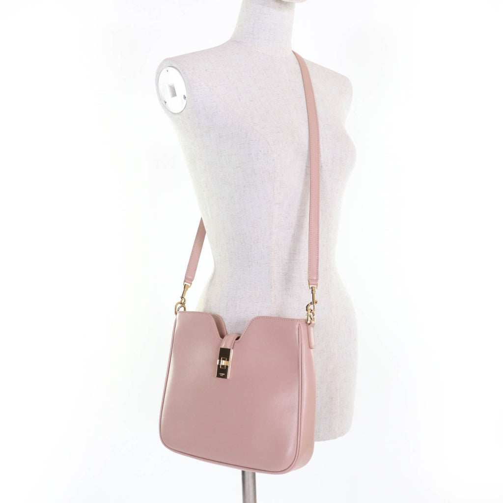 CLNI 12069 Small Camille 16 (Ceise) Soft Bag, Smooth Calfskin, 2-Way Handbag/Shoulder Peach, Box and Dust Bag Included, Made in Italy