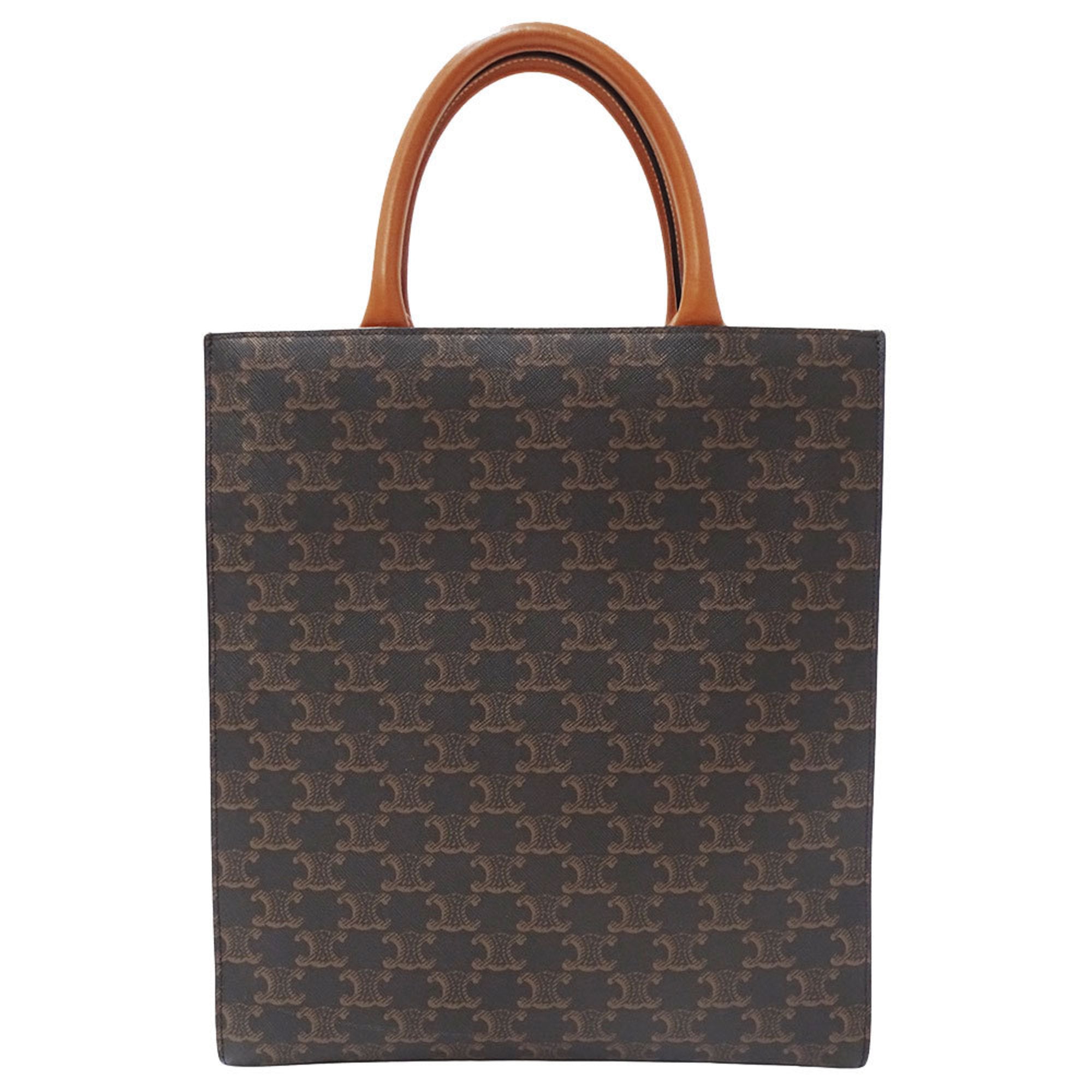 CLNI Women's Handbag Shoulder Bag 2way Triomphe Canvas Vertical Cabas Small Dark Brown 191542 Size