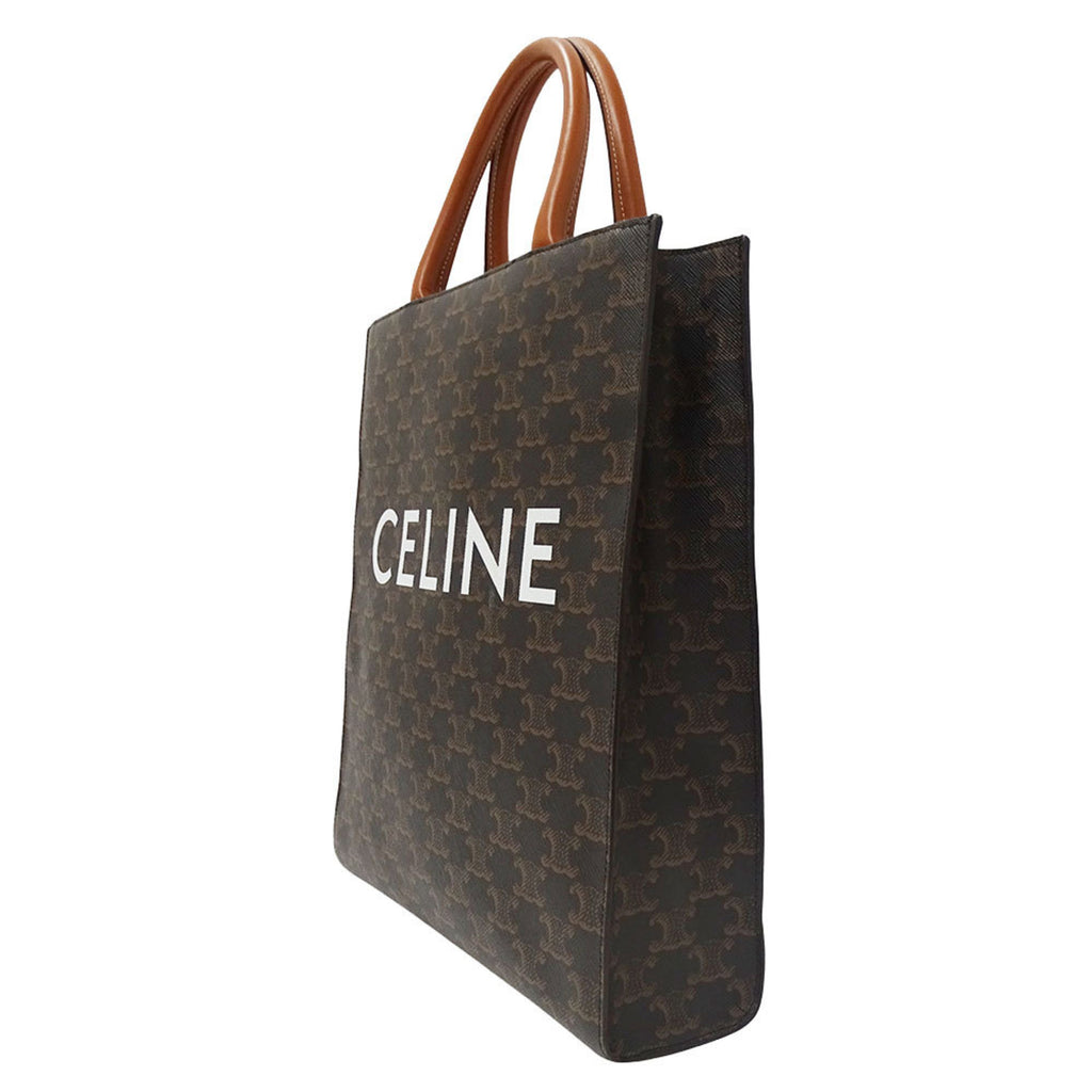 CLNI Women's Handbag Shoulder Bag 2way Triomphe Canvas Vertical Cabas Small Dark Brown 191542 Size