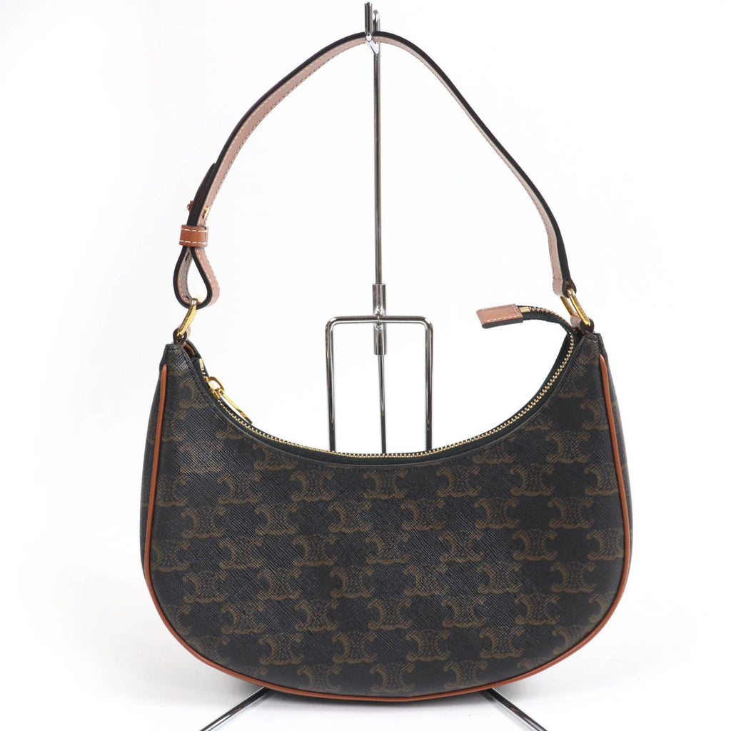 CLNI 19395 Ava Triomphe One-Shoulder Bag, Coated Canvas and Leather, Brown, Includes Dust Made in Italy, Women's