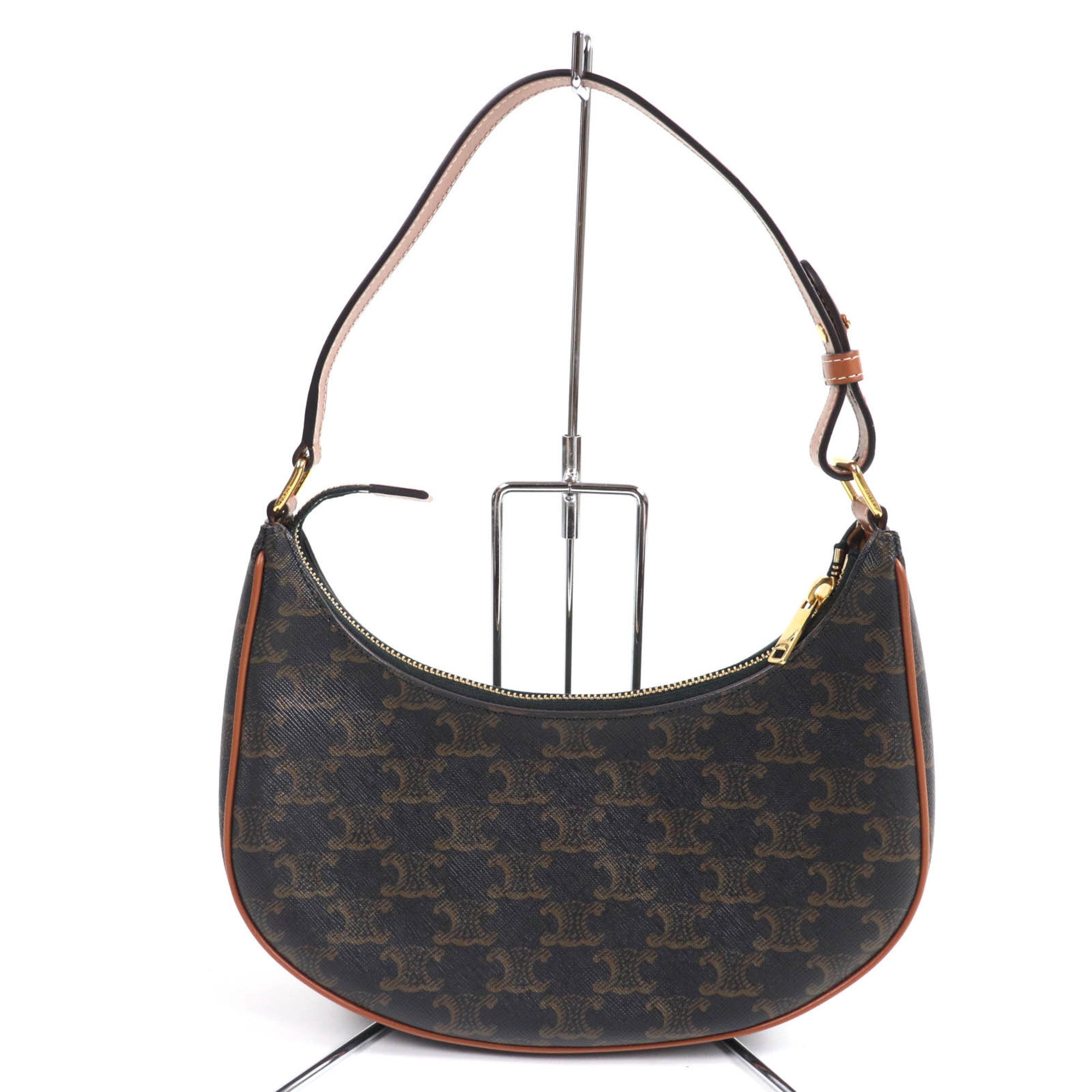 CLNI 19395 Ava Triomphe One-Shoulder Bag, Coated Canvas and Leather, Brown, Includes Dust Made in Italy, Women's