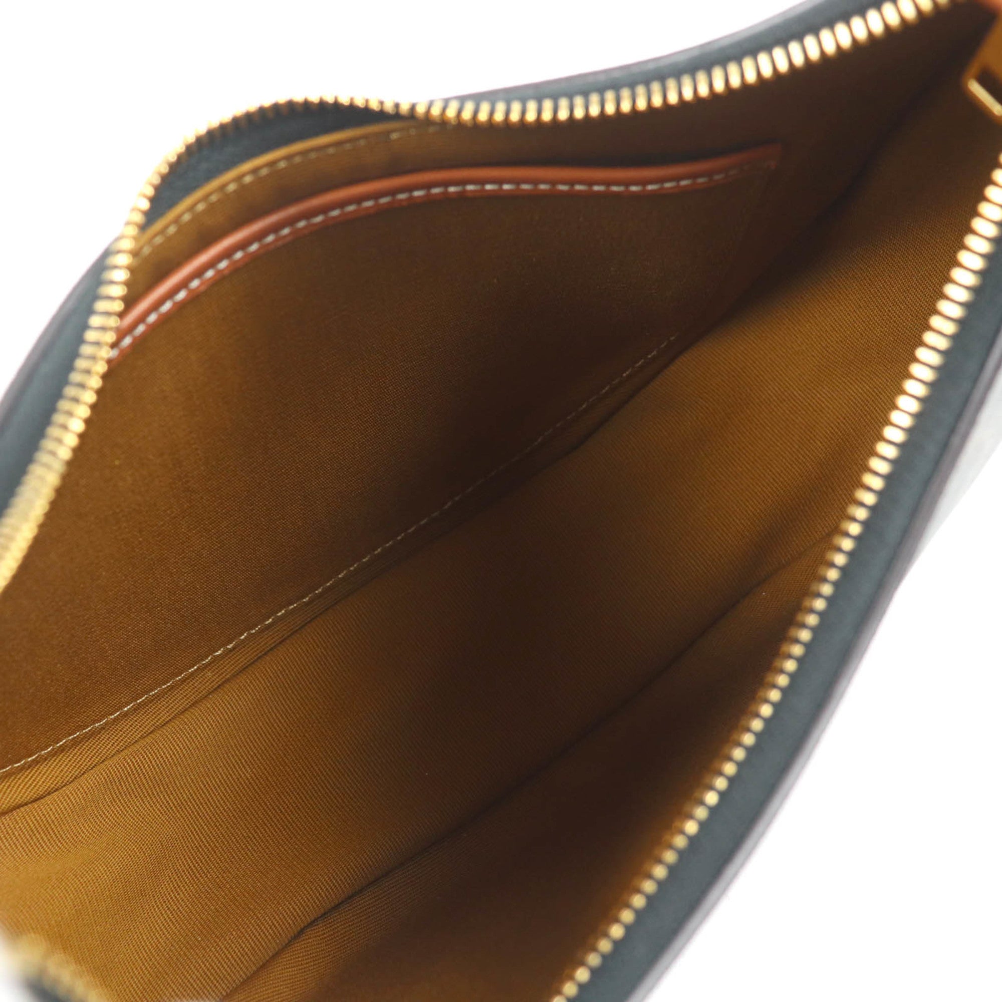 CLNI 19395 Ava Triomphe One-Shoulder Bag, Coated Canvas and Leather, Brown, Includes Dust Made in Italy, Women's