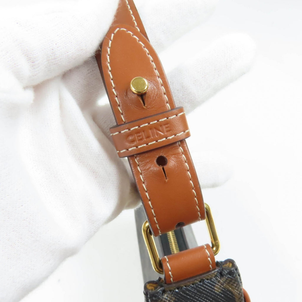 CLNI 19395 Ava Triomphe One-Shoulder Bag, Coated Canvas and Leather, Brown, Includes Dust Made in Italy, Women's