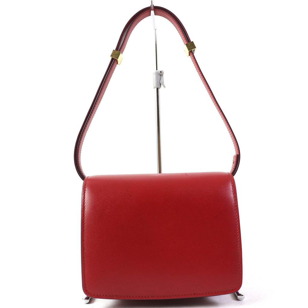 CLNI CLASSIC BOX Small (189183DLS) Classic Box Leather Shoulder Bag in Red with Gold Hardware and Dust Bag, Made Italy