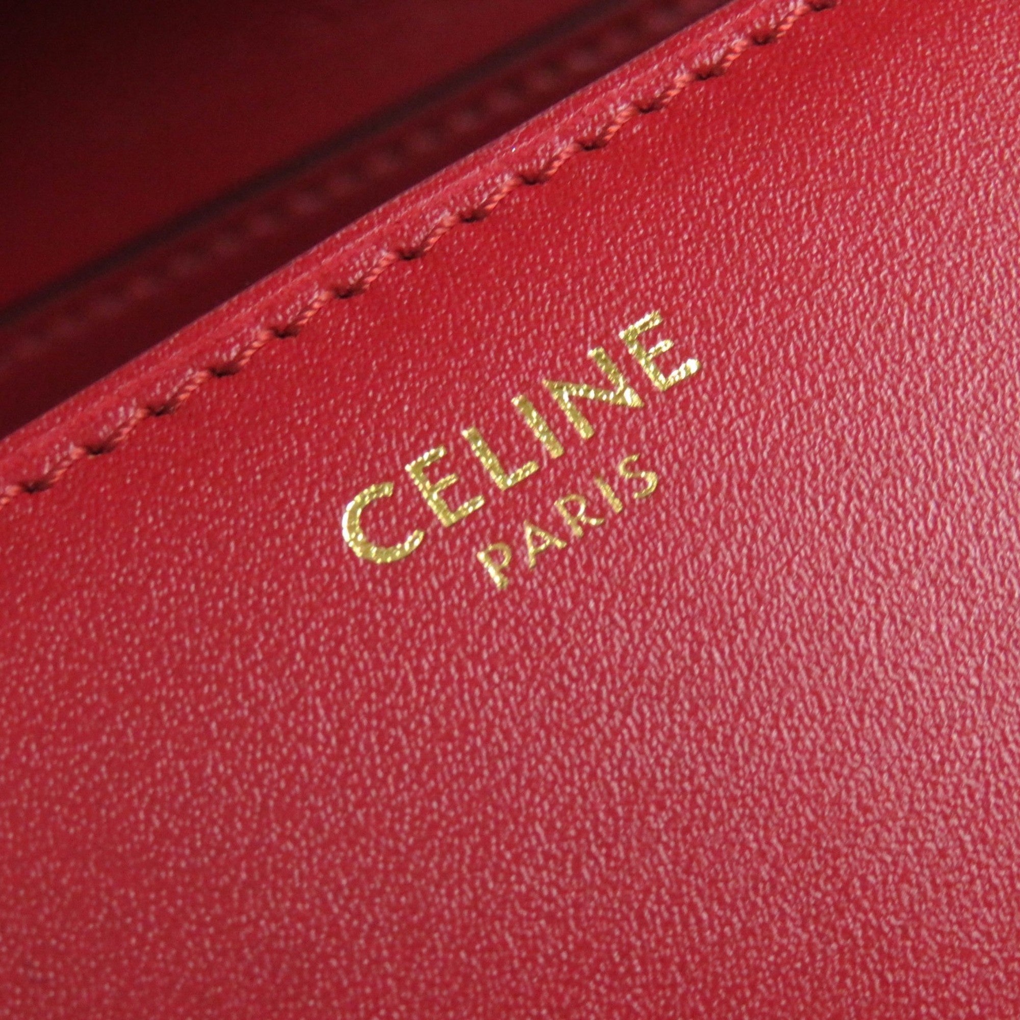CLNI CLASSIC BOX Small (189183DLS) Classic Box Leather Shoulder Bag in Red with Gold Hardware and Dust Bag, Made Italy