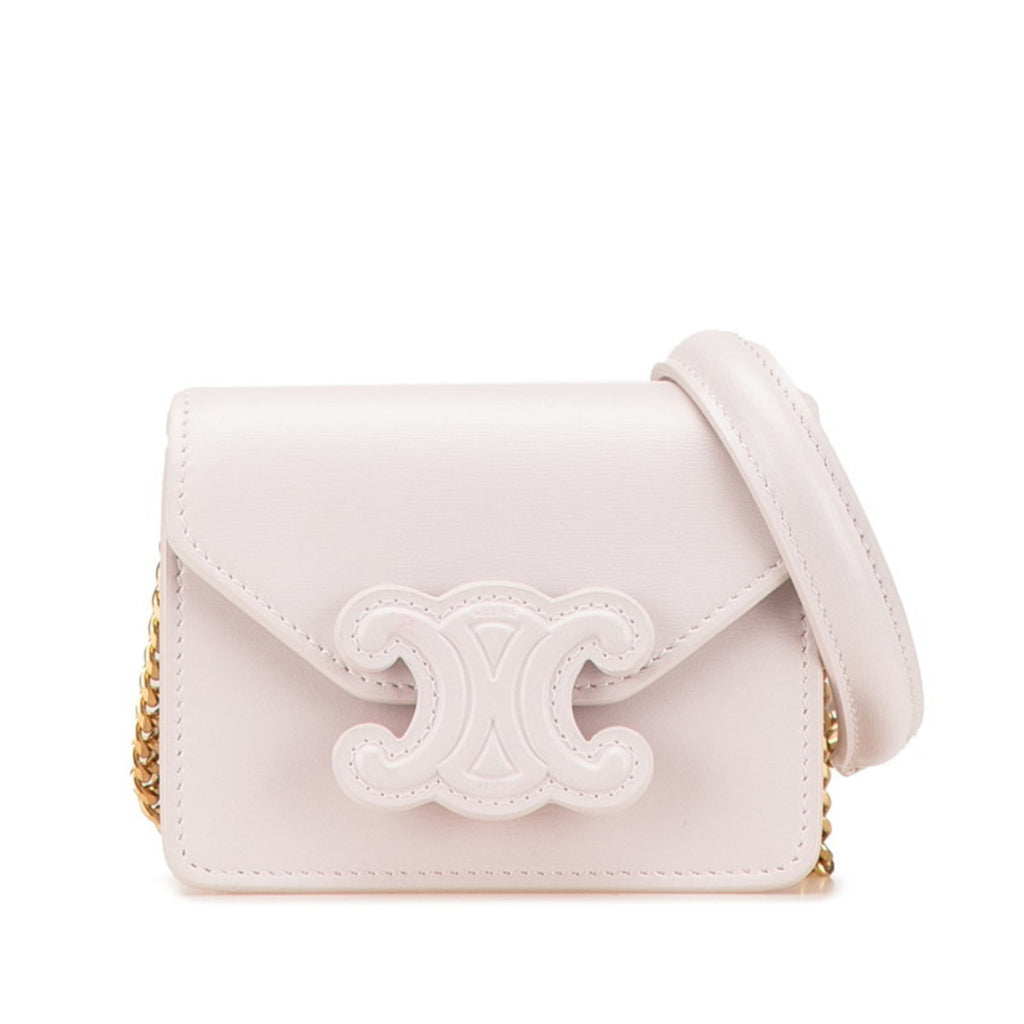 CLNI Triomphe Chain Shoulder Bag in Pink Leather for Women